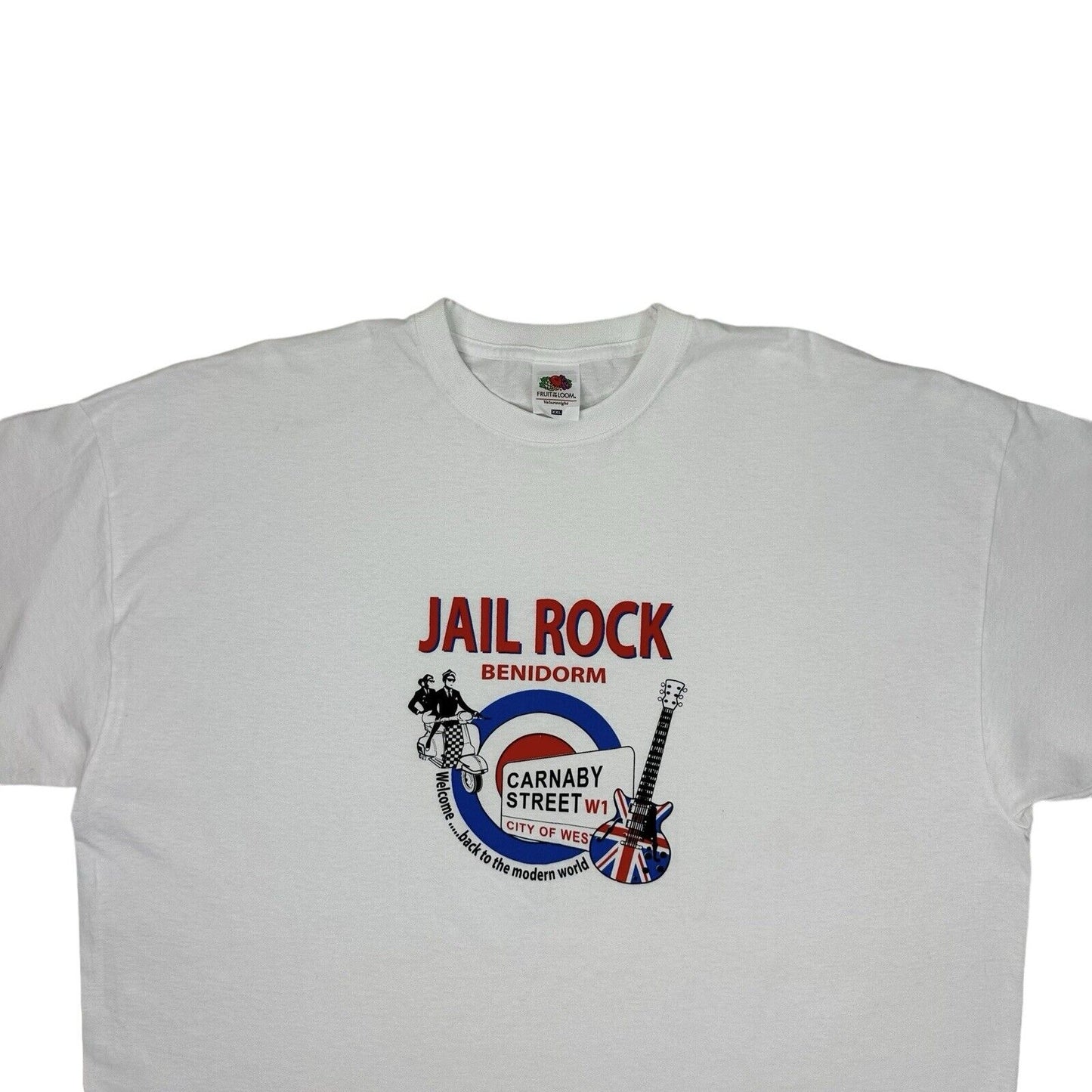 Vintage Benidorm Jail Rock T-Shirt Mens XXL White Fruit Of The Loom