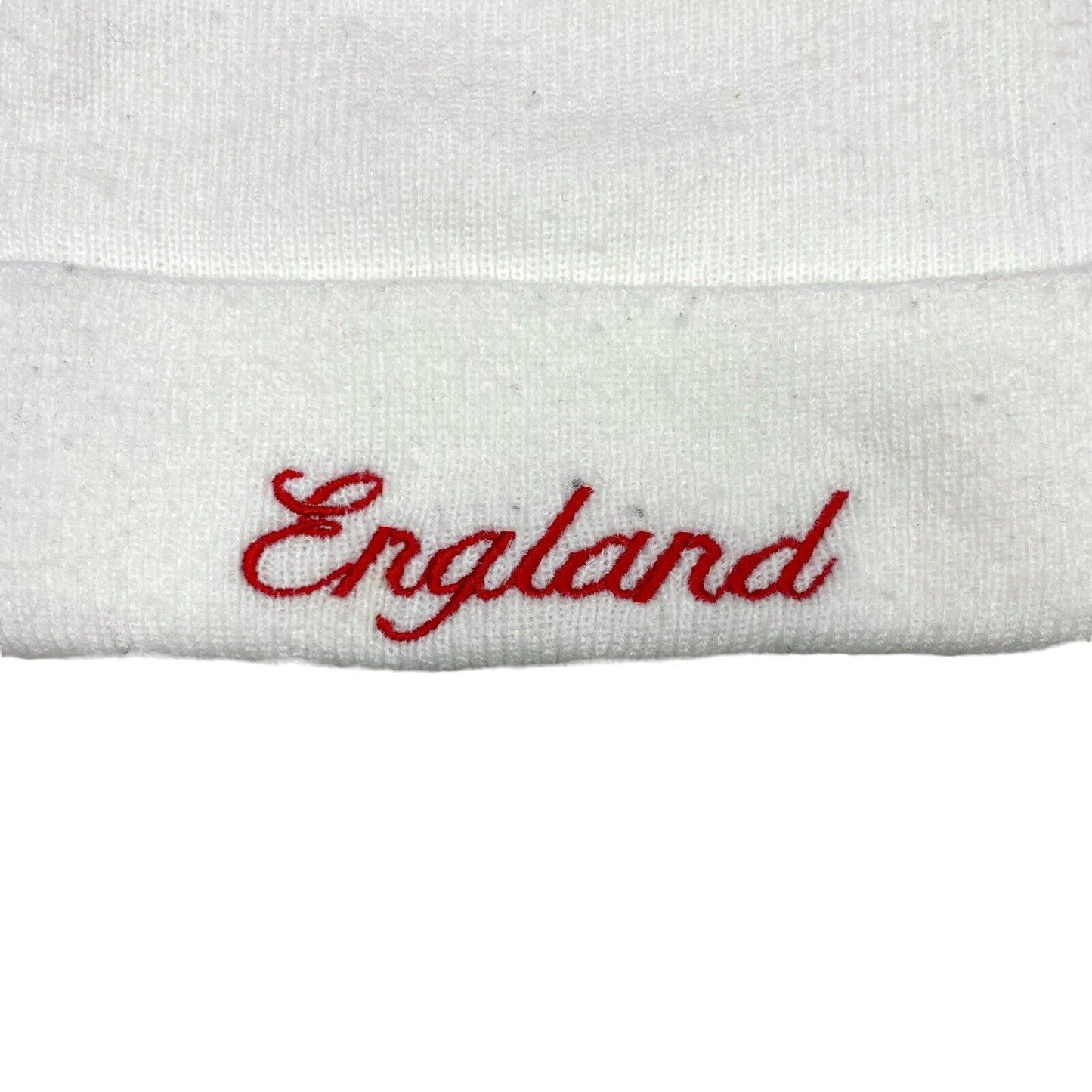 Vintage England Rugby Beanie White Embroidered Adults OSFA