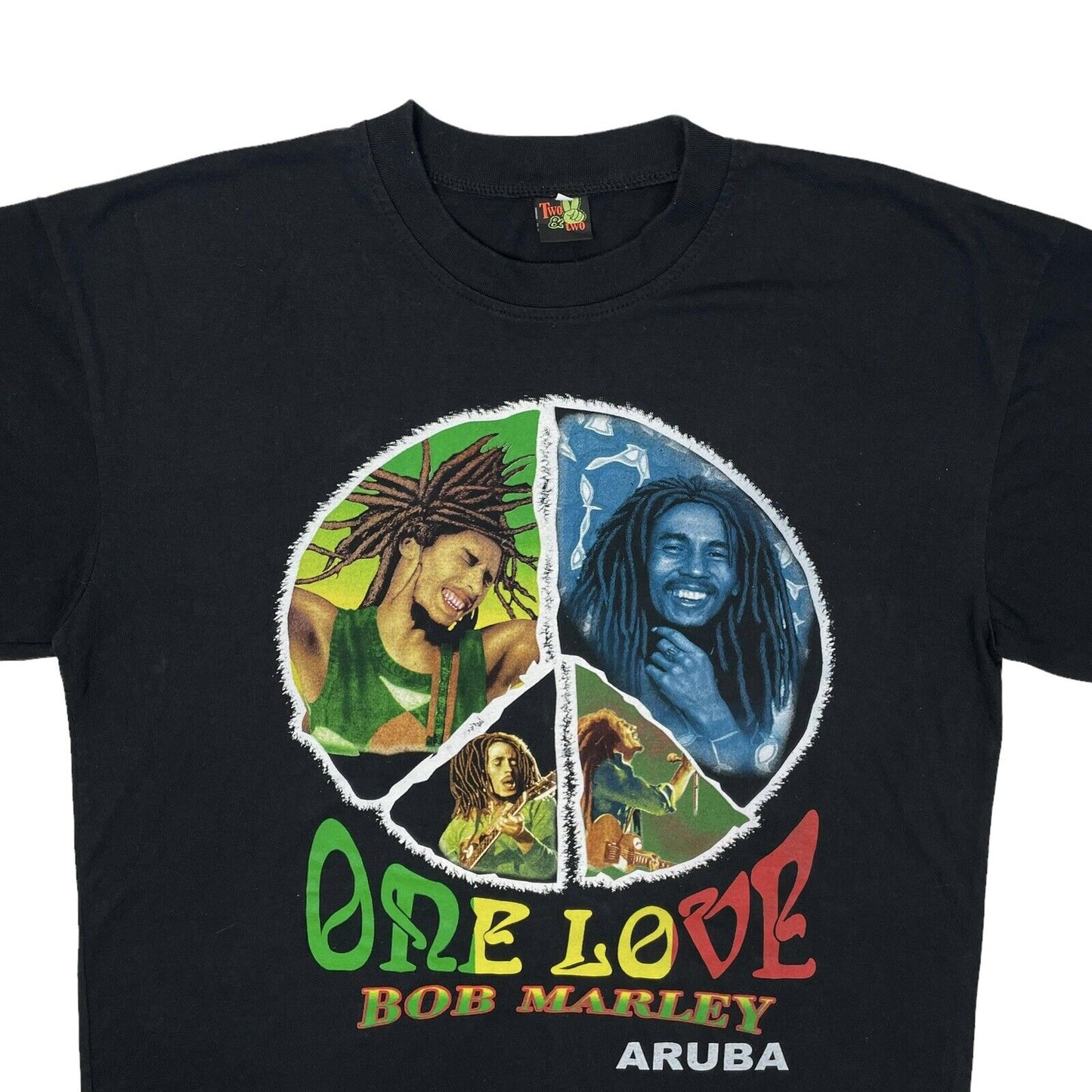 Vintage Bob Marley T-Shirt Black Mens XL Boxy Fit Double Sided Print