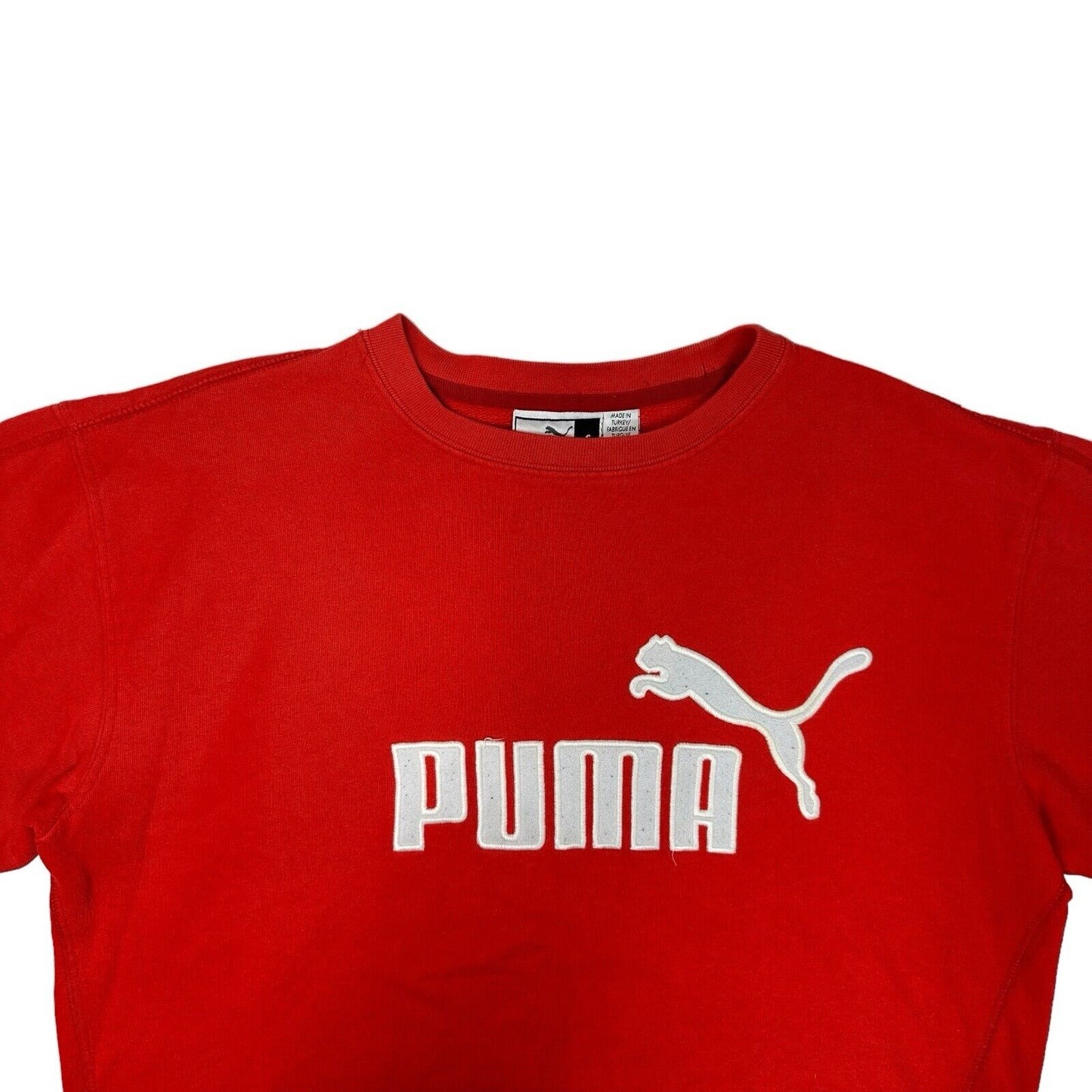 Vintage Puma Crew Neck Jumper Mens Small Red 90's Sportswear Embroidered