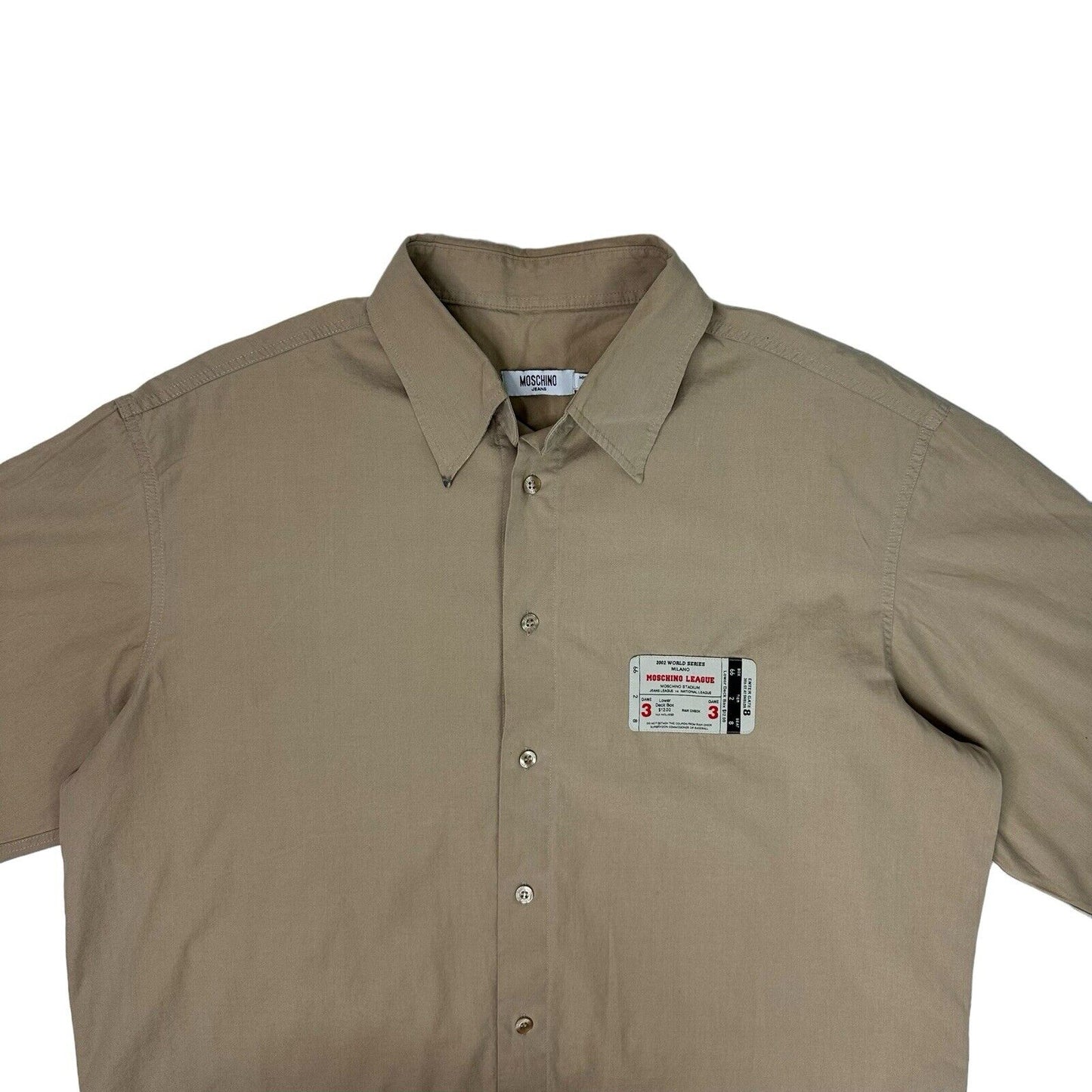 Vintage Moschino Sport Inspired Shirt Mens XL Tan Beige Made In Italy