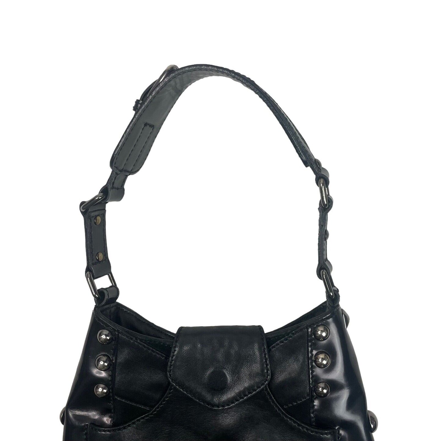 Vintage Blumarine Studded Black Leather Hand Bag