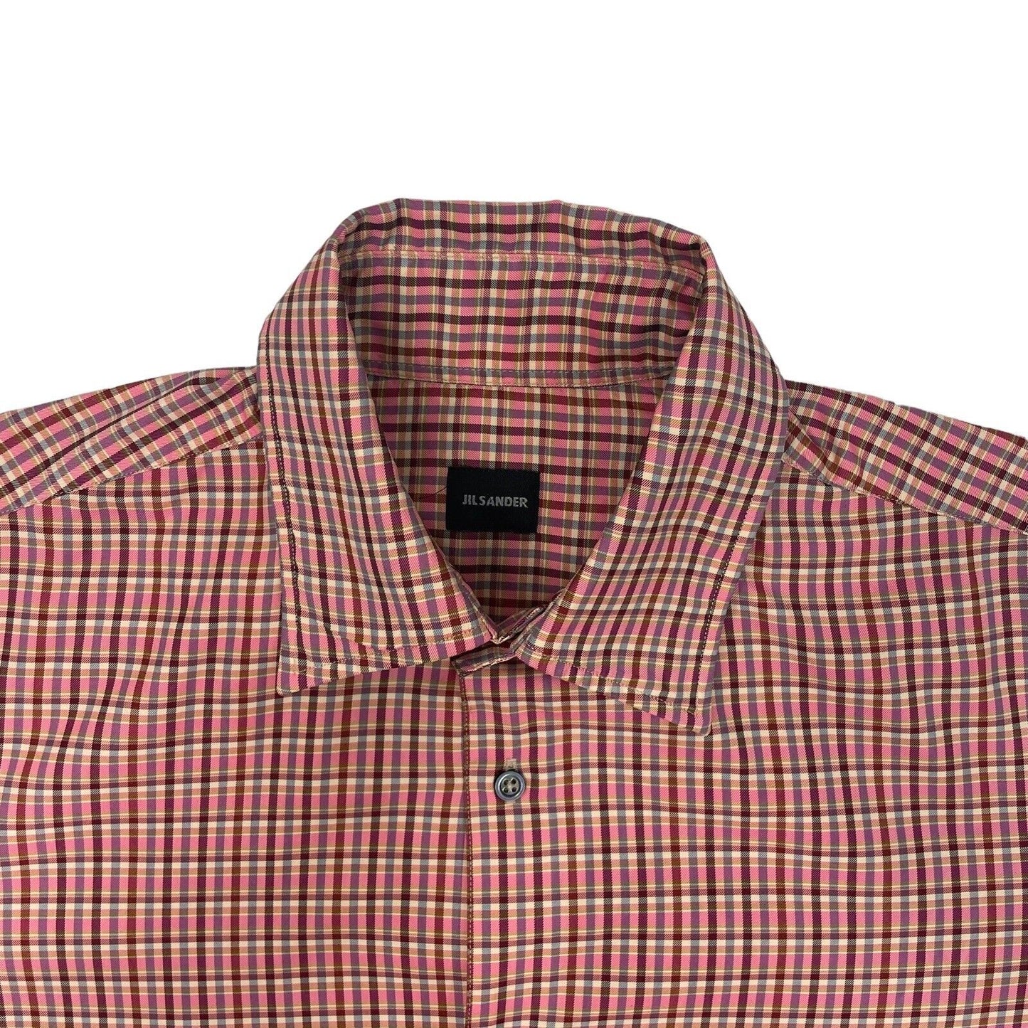 Jil Sander Plaid Check Shirt Mens Medium Red And Yellow Made In Italy