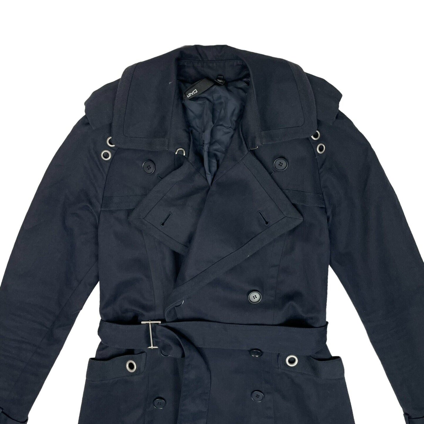 Edun Trench Coat Womens Small Navy Blue