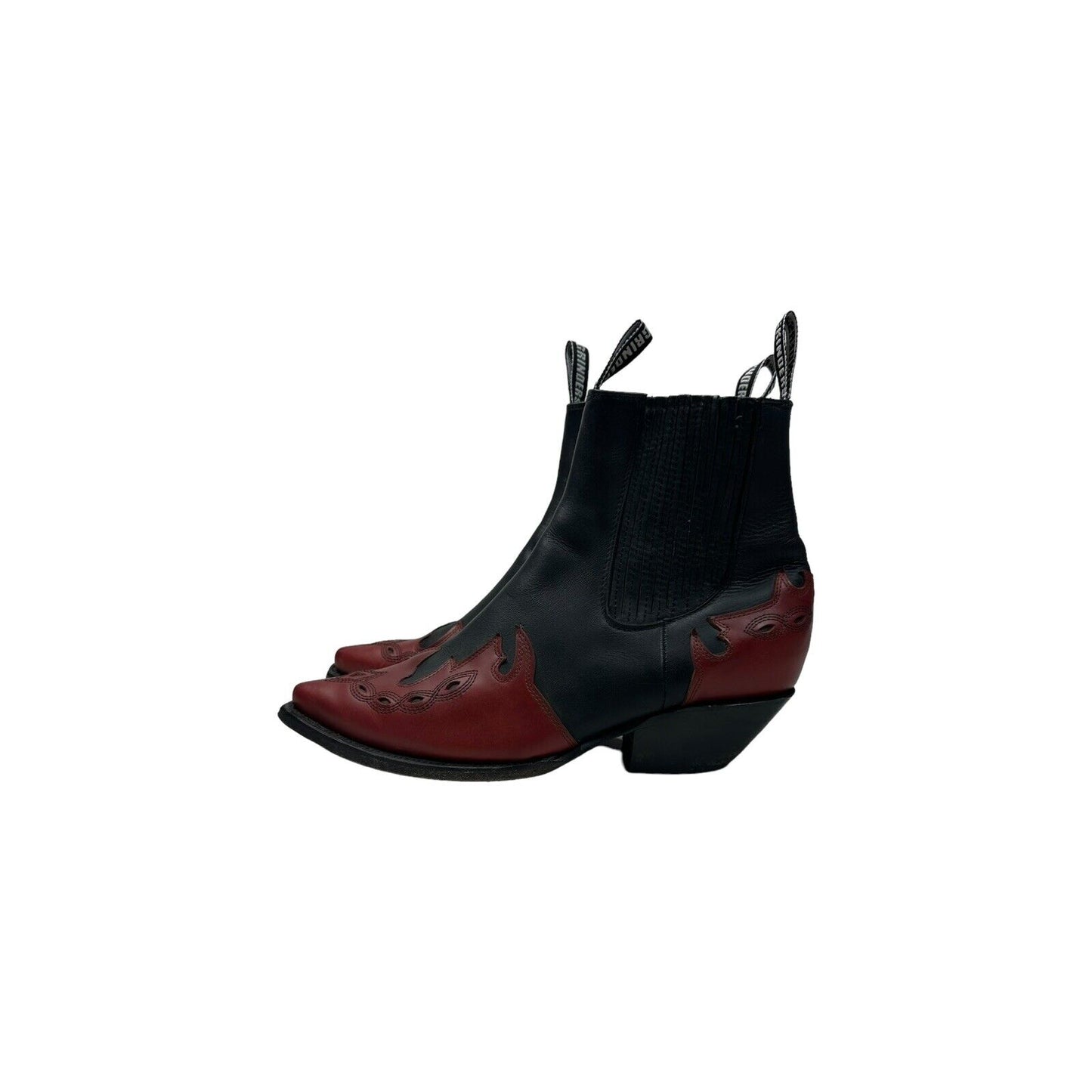 00’s Grinders Cowboy Low Boots UK11 Black Red Leather Western Style