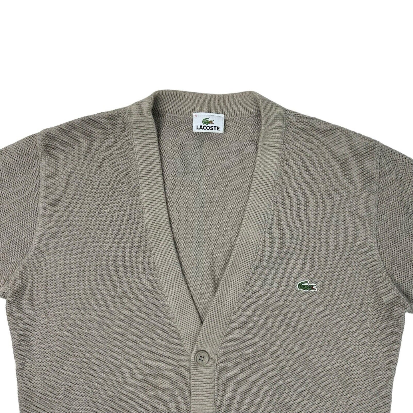 00’s Lacoste Knit Cardigan Mens Small Beige