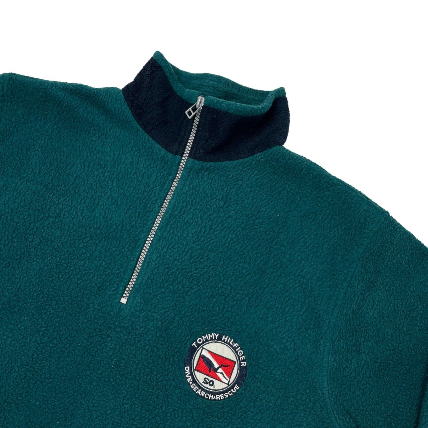 Vintage Tommy Hilfiger Fleece Dive Search Rescue Green Mens Large