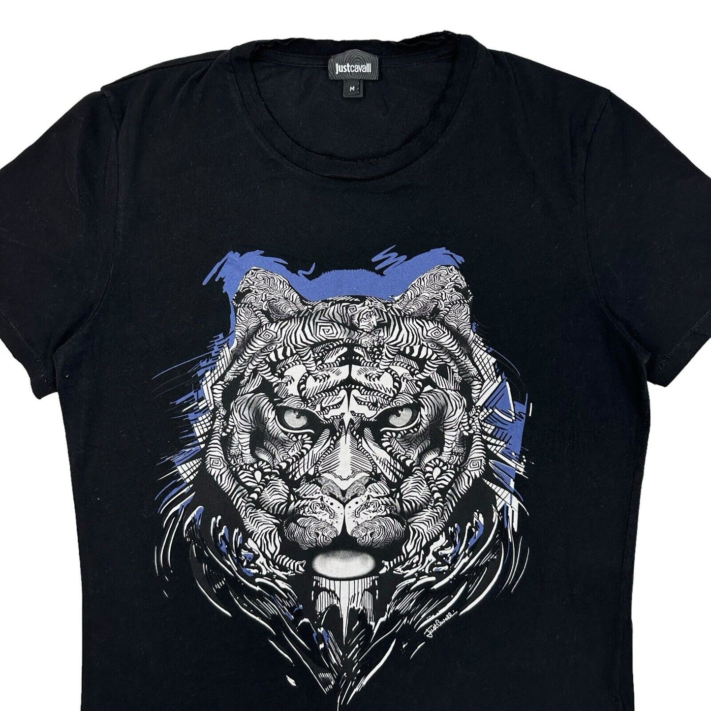 Roberto Cavalli Just Cavalli Tiger T-Shirt Black Mens Medium