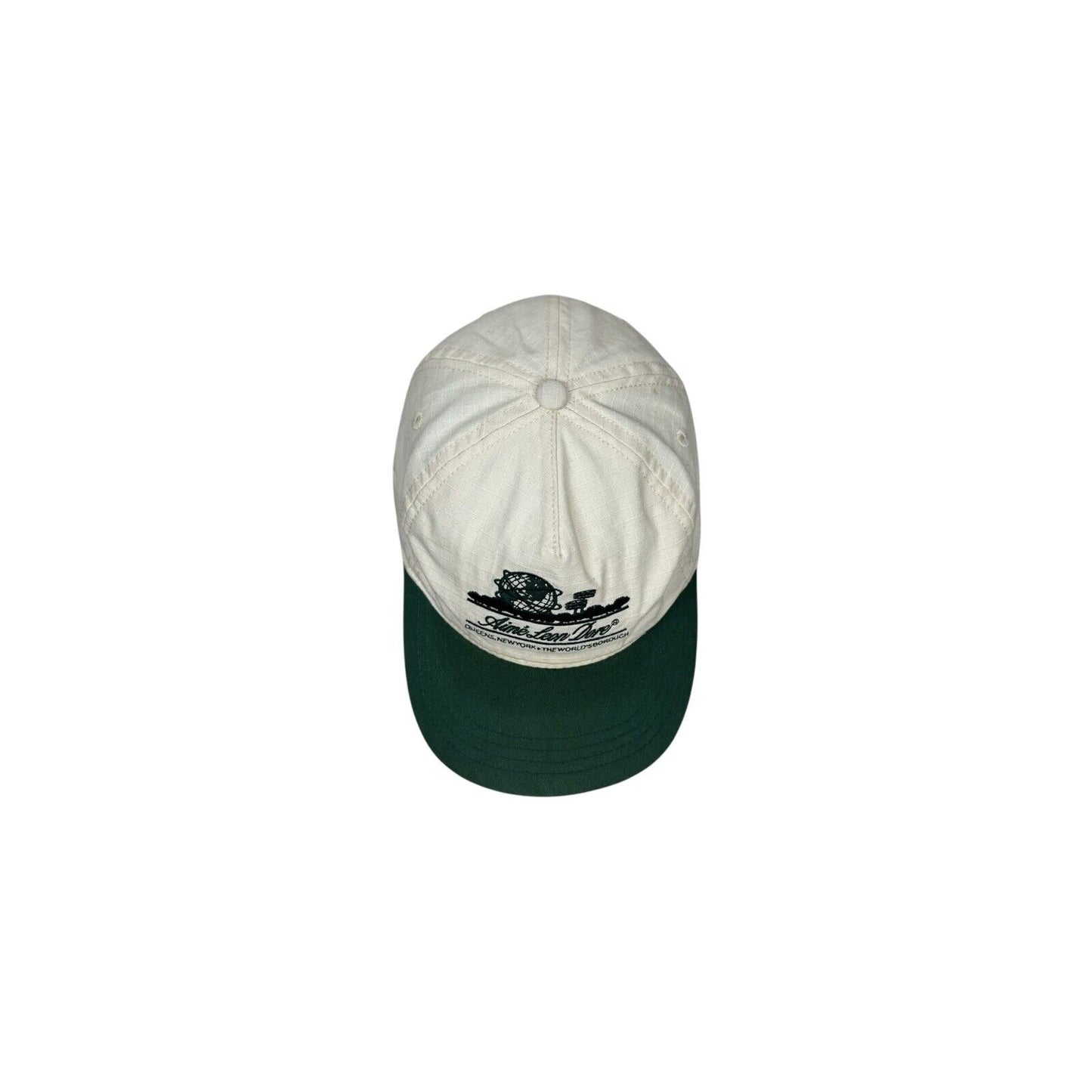 SS22 Aime Leon Dore Unisphere Snapback Hat Cream And Green Embroidered Logo