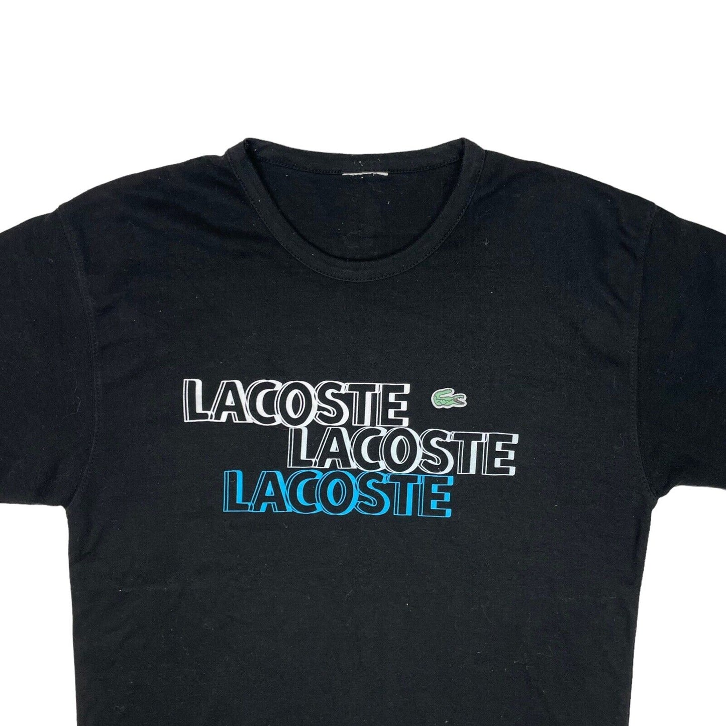 Vintage Lacoste Logo T-Shirt Black Mens Large Graphic Print