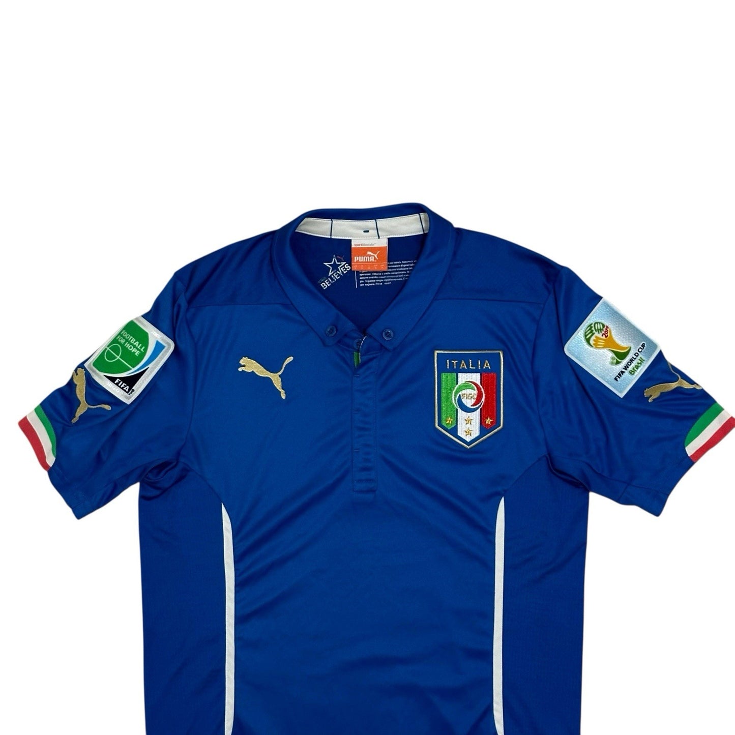 2014-2015 Italy Puma Football Shirt Men’s Small Blue With Patches