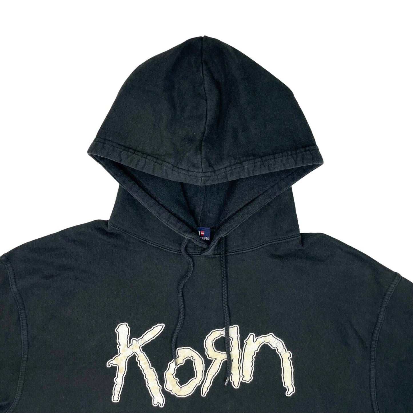 Vintage Korn Hoodie Mens Large Black Graphic Print y2k Stars & Stripes