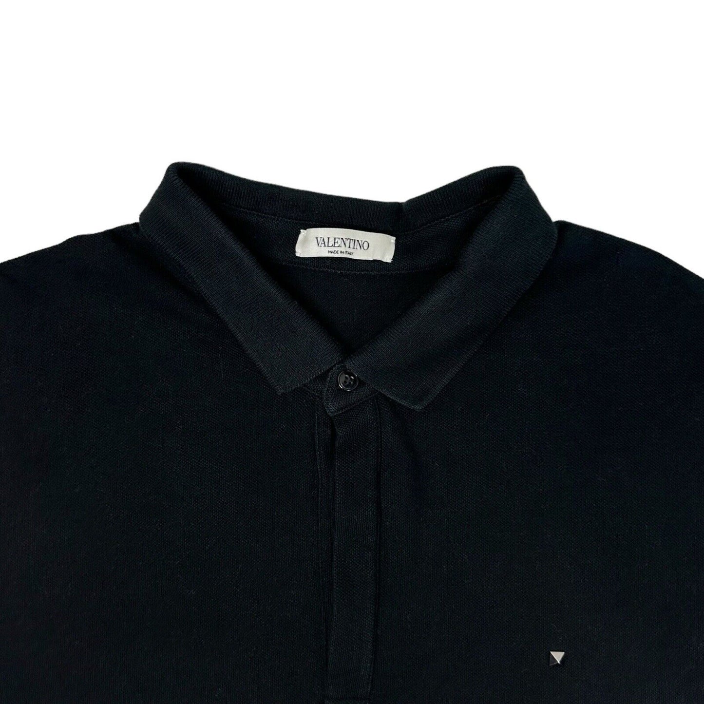 2019 Valentino Stud Polo Shirt Mens XXL Black Made In Italy