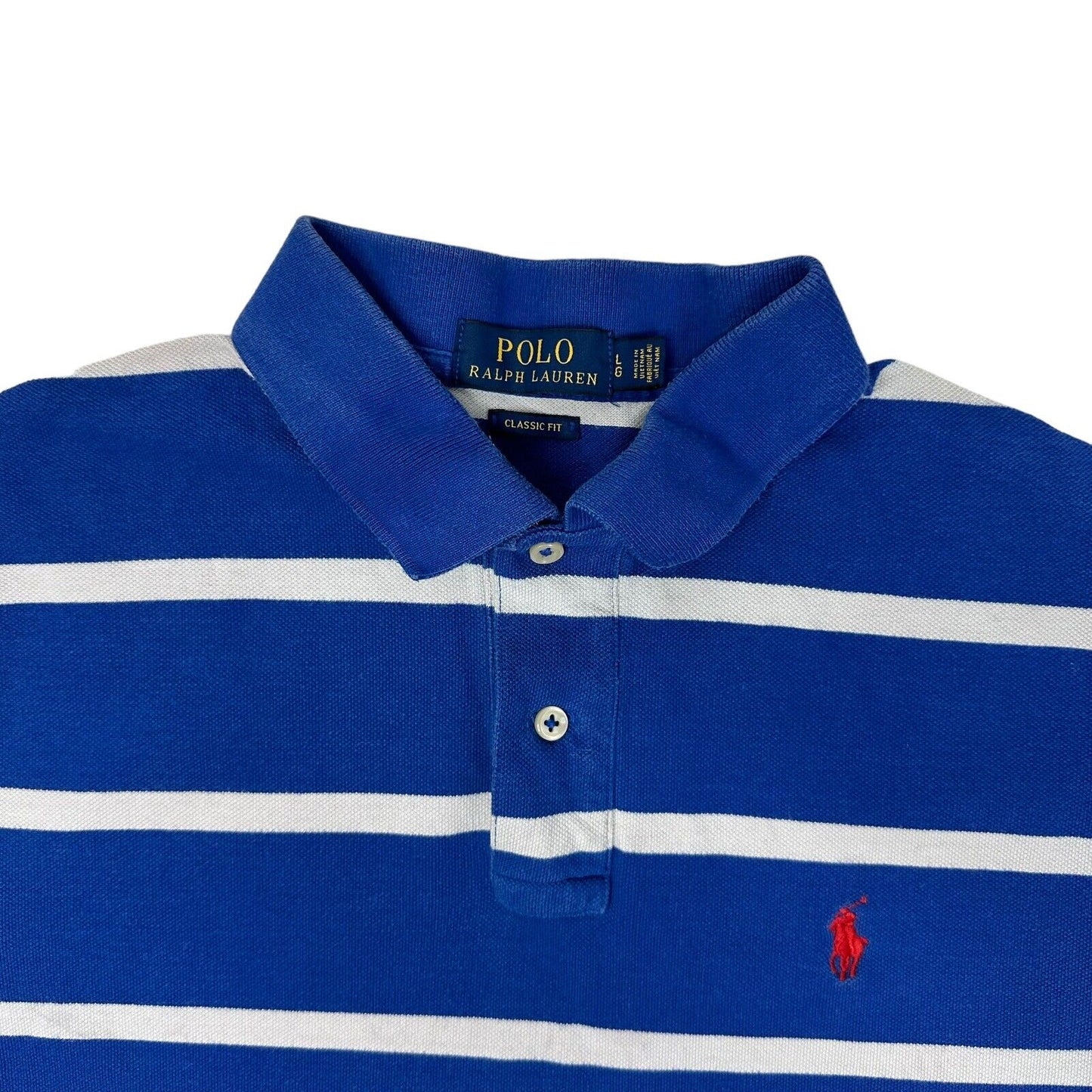 00’s Polo Ralph Lauren Polo Shirt Mens Large Blue And White Stripe