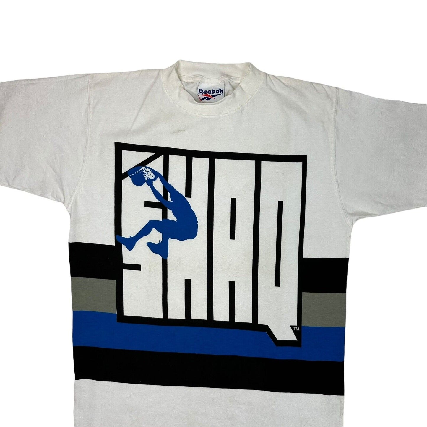 Vintage Shaq Reebok T-Shirt White Mens Small 90s Sportswear NBA Basketball