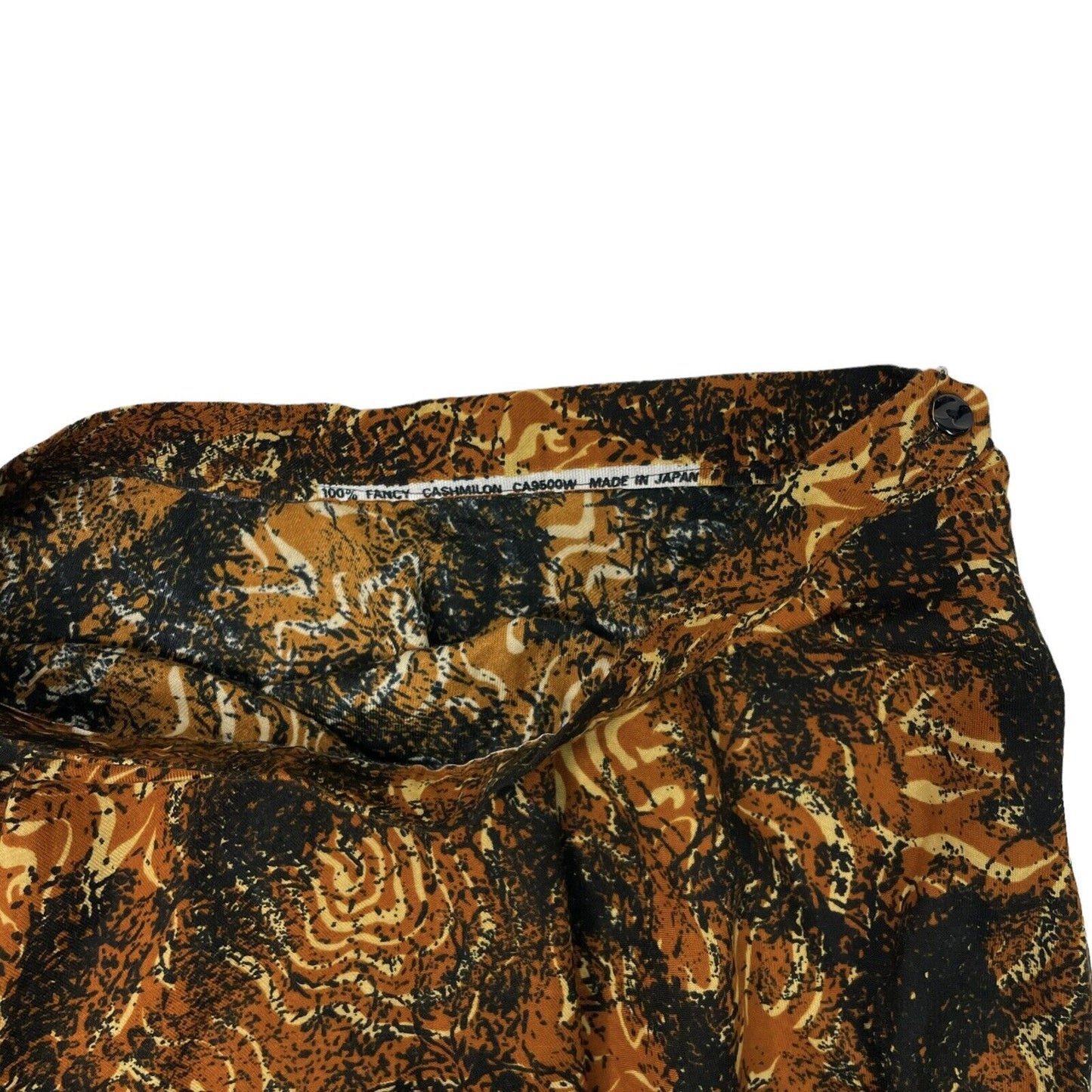 Vintage Japanese Floral Skirt Black, Orange And Yellow 29w