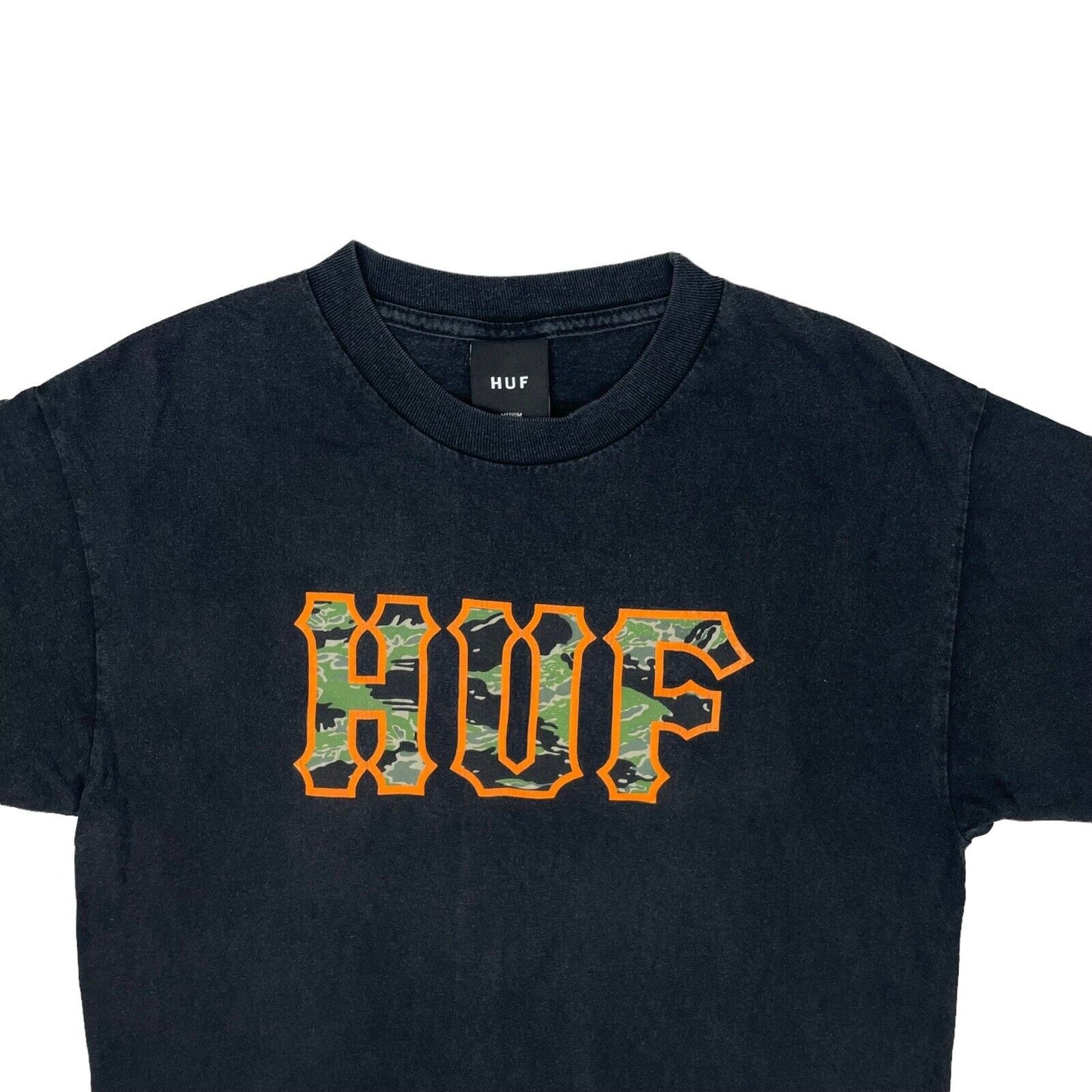 HUF Camo Logo T-Shirt Mens Medium Black Made In USA