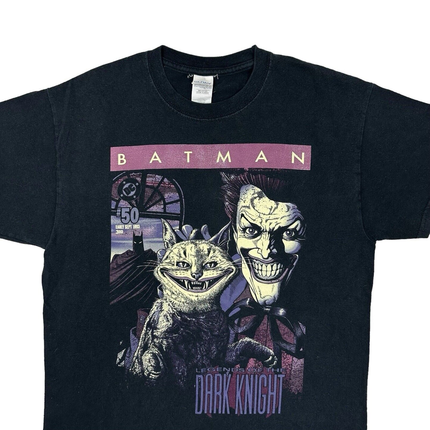 Batman Joker T-Shirt Black Mens Medium Cartoon Style Dark Knight