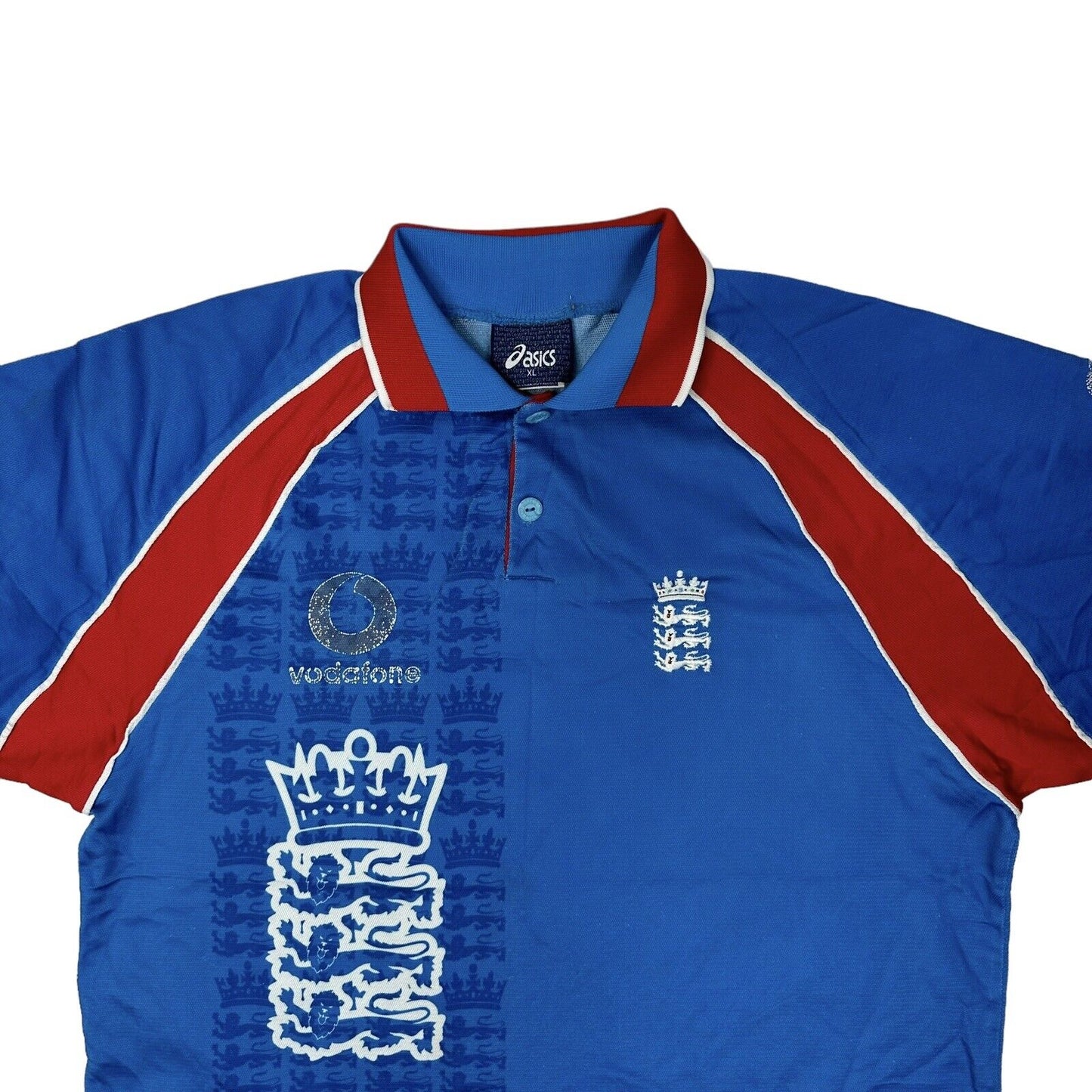 1999 Vintage England Asics Rugby Shirt Mens XL Blue ICC Cricket Made In UK