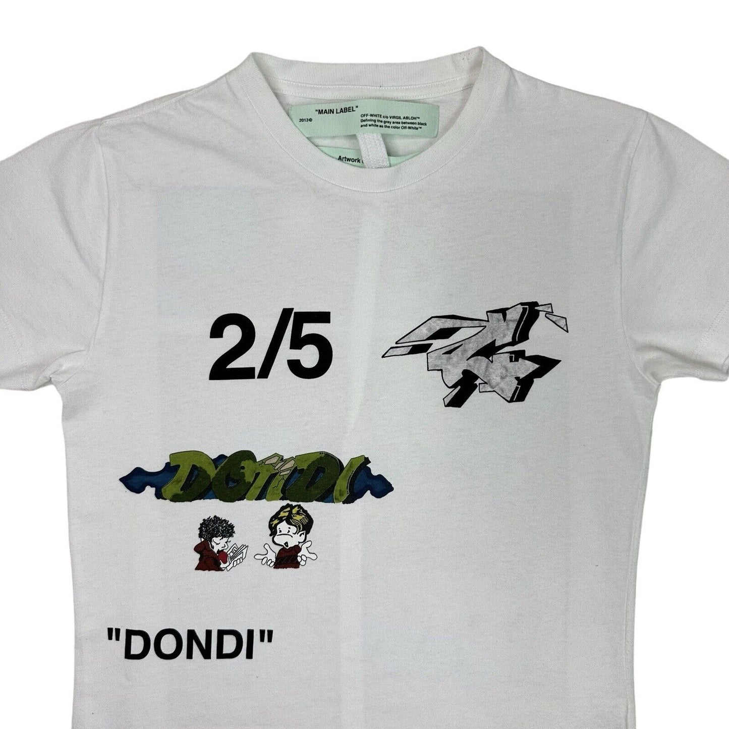 Off-White Dondi Graphic Short Sleeve White T-Shirt Mens XS Made In Portugal