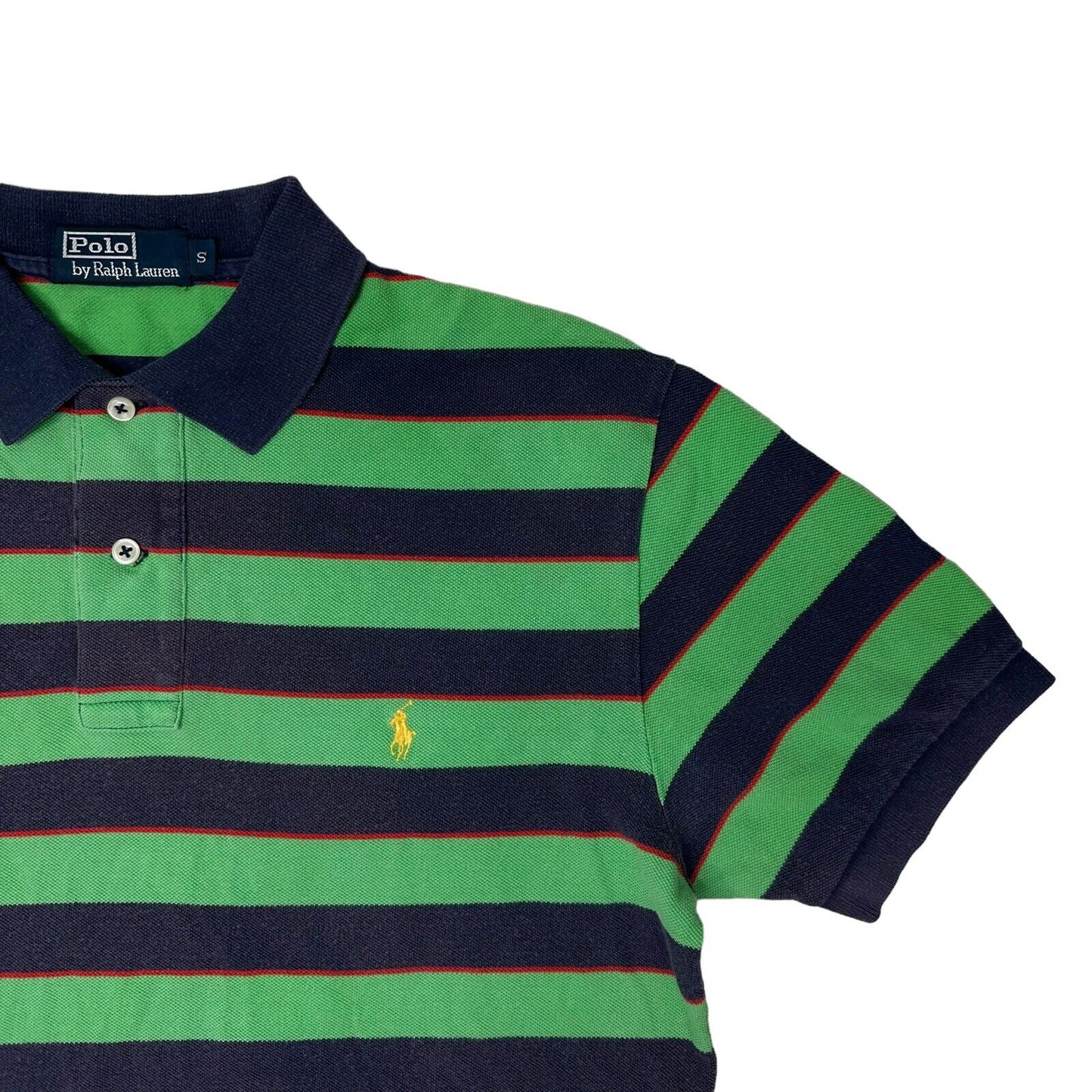 00’s Polo Ralph Lauren Polo Shirt Mens Small Green And Navy Stripe