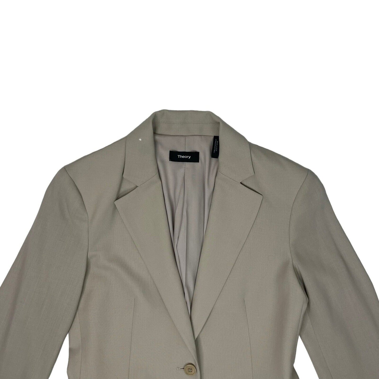 Theory Wool Blazer Jacket Womens Small Ivory Made In USA