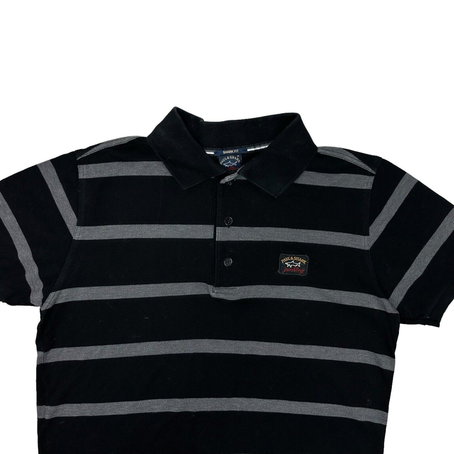 Paul & Shark Polo Shirt Striped Black And Grey Mens Slim Medium