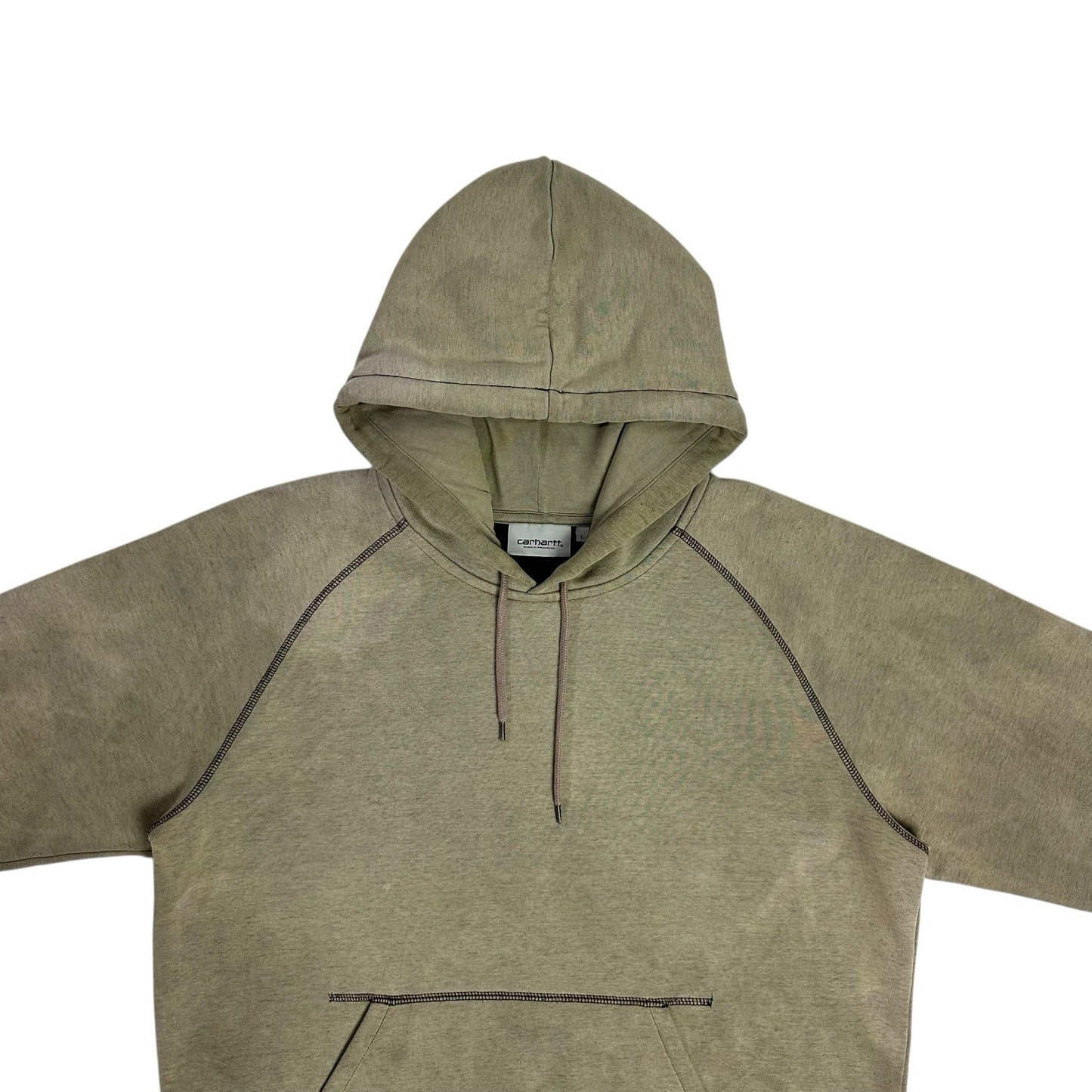 Carhartt WIP Chase Hooded Sweatshirt Men’s Large Faded Khaki Green Embroidered Logo