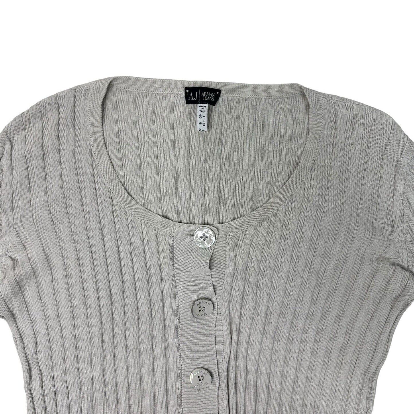 Vintage Armani Jeans Pleated Top Cream Womens UK10 Made In Italy