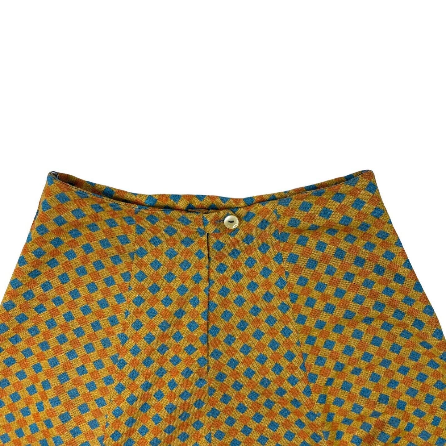 Vintage 70’s One Step Ahead Skirt Square Design Orange, Blue And Yellow 28w