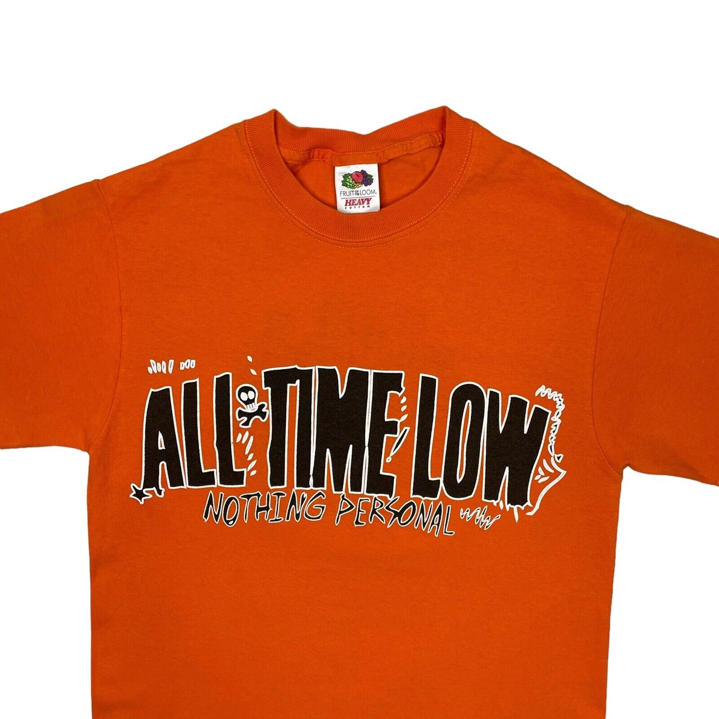 2010 All Time Low T-Shirt Nothing Personal UK Tour Mens Small Orange FOTL