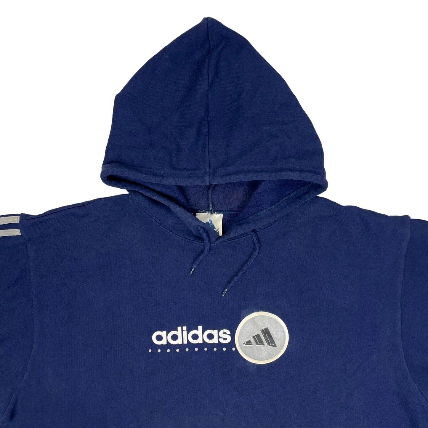 Vintage Adidas Logo Hoodie Navy Blue Mens XXL Sportswear Three Stripes