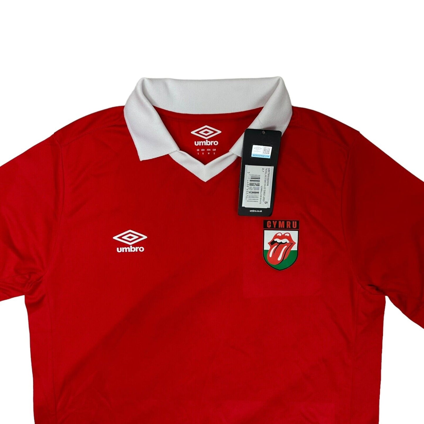 2021 Wales x Rolling Stones Football Shirt Umbro Mens Small Red Soccer Top