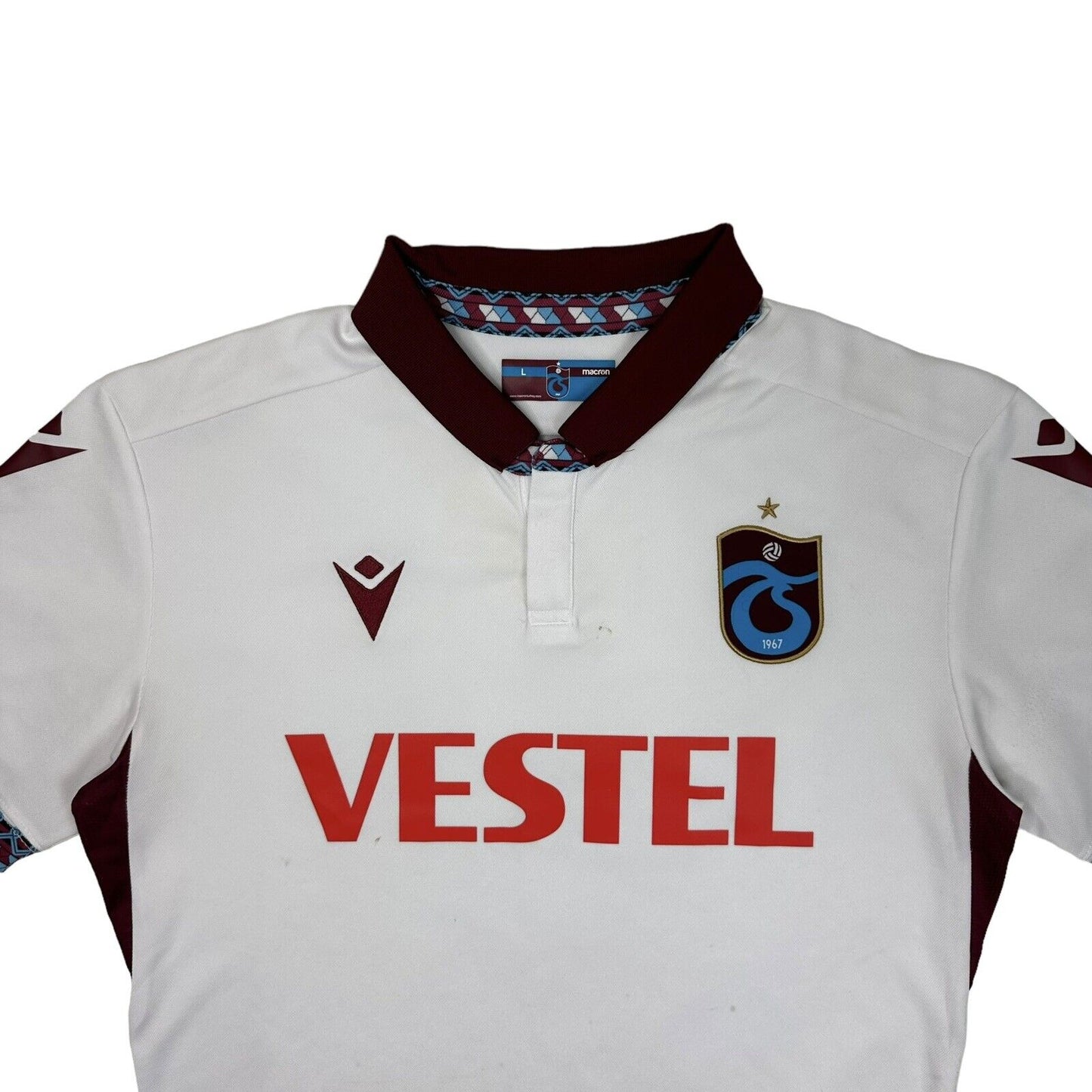 20-21 Trabzonspor Macron Shirt Mens Slim Large Away Top White Turkey Football