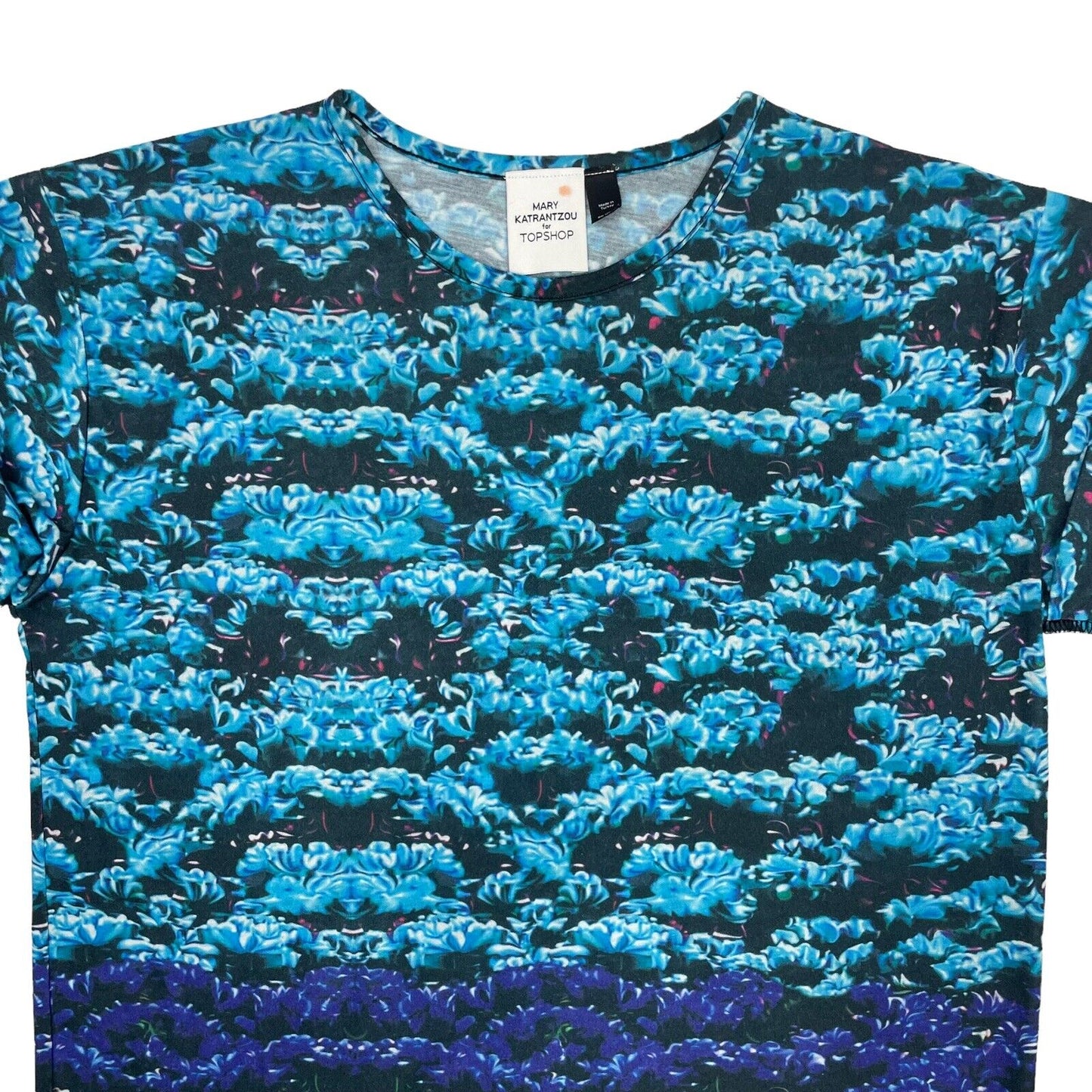 Mary Katrantzou x Topshop Blue Pink Top Womens S/M All Over Graphic Print 2012