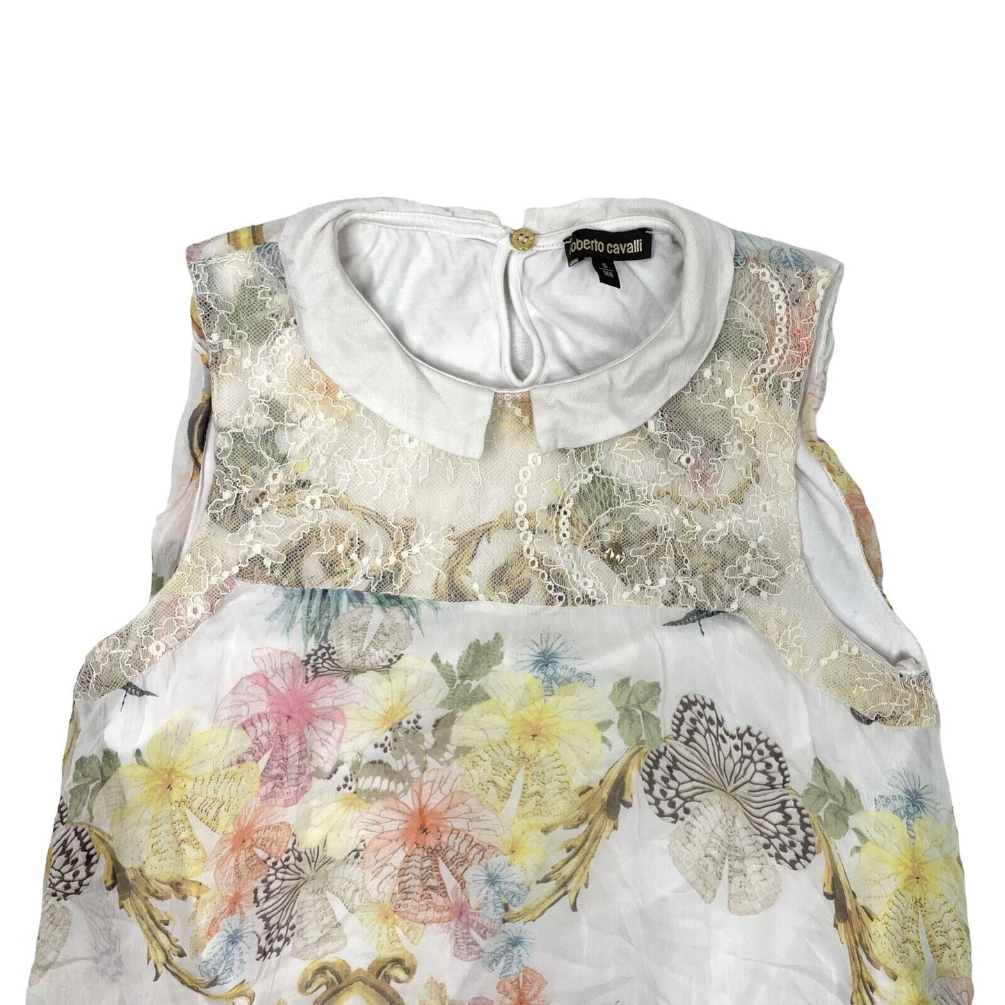 00’s Roberto Cavalli Floral Top Womens Small Multicoloured Made In Italy