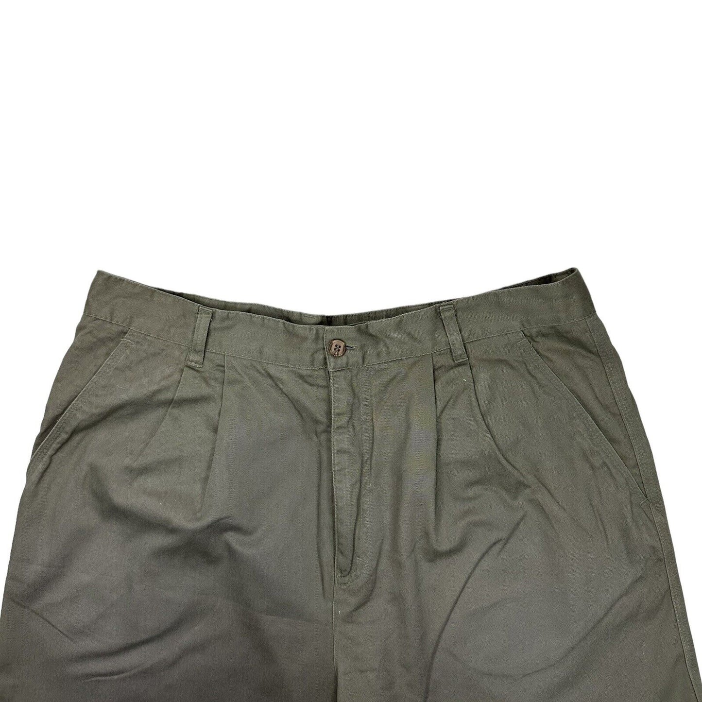 Vintage Adidas Pleated Chino Shorts Khaki Green Mens 38w