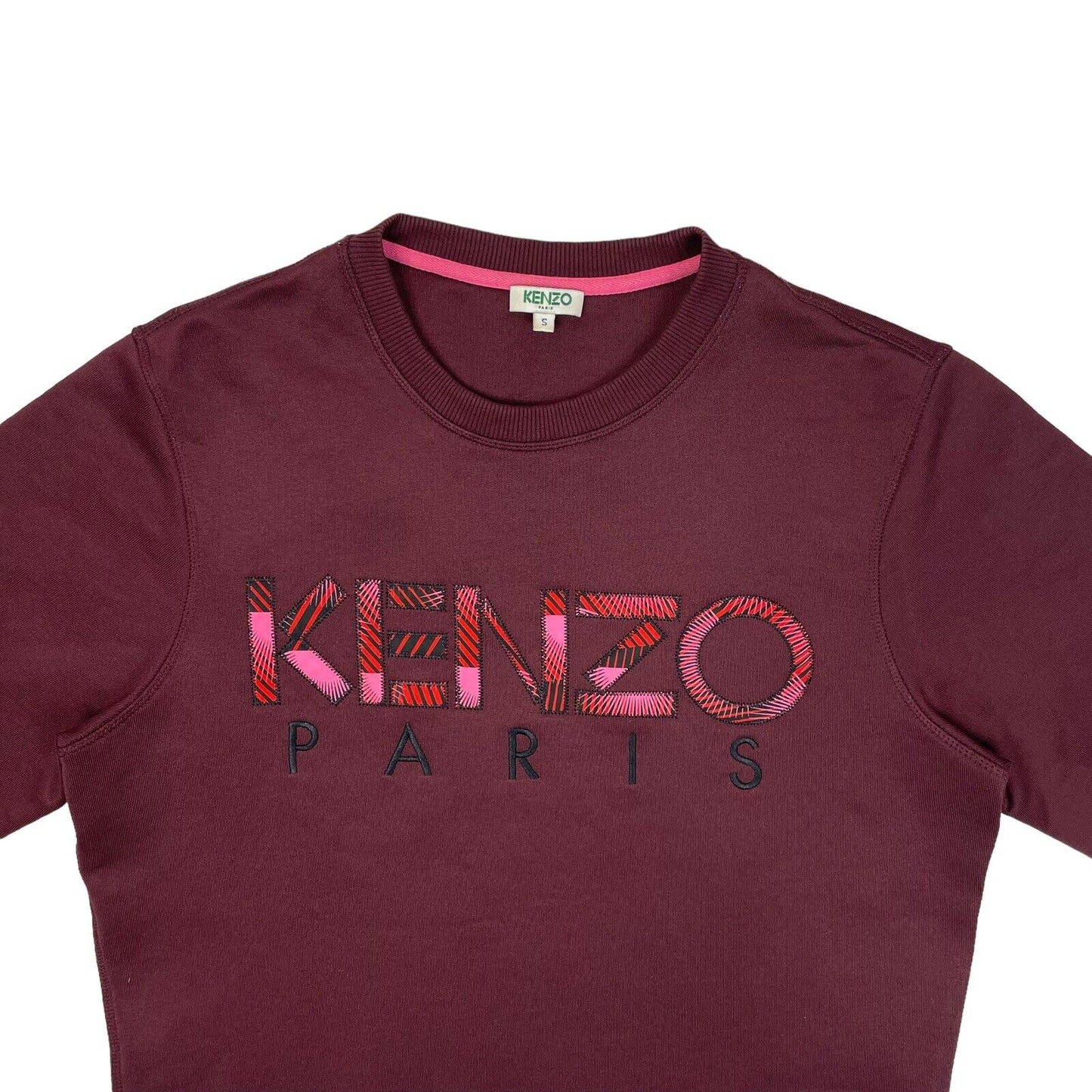 AW16 Kenzo Cut & Sew Crew Neck Jumper Men’s Small Burgundy Red Made In Portugal