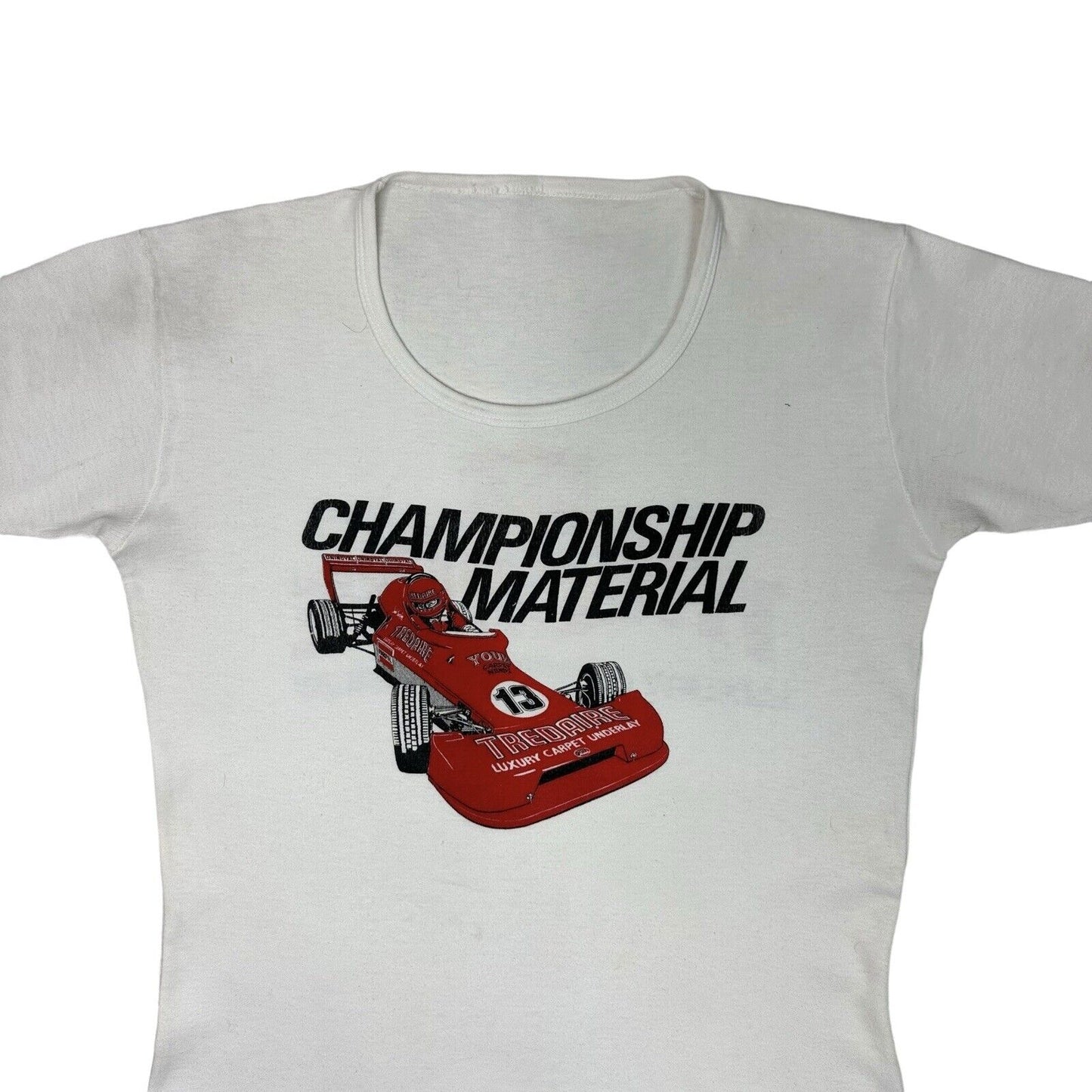 80’s Racing Style Graphic T-Shirt Mens Small White Single Stitch