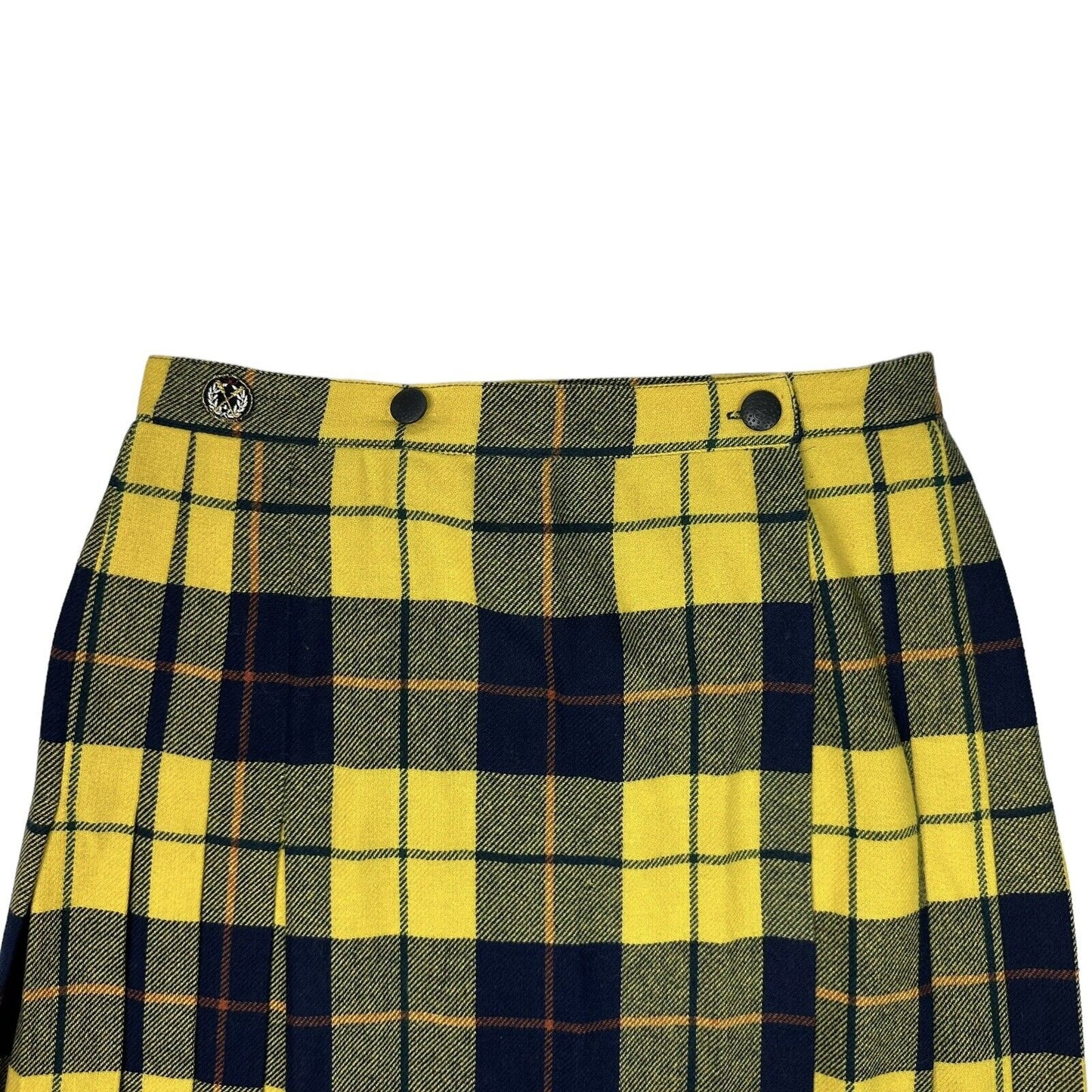 Vintage Valentino Sport Pleat Skirt 26w Yellow Tartan Made In Italy NWT 80’s