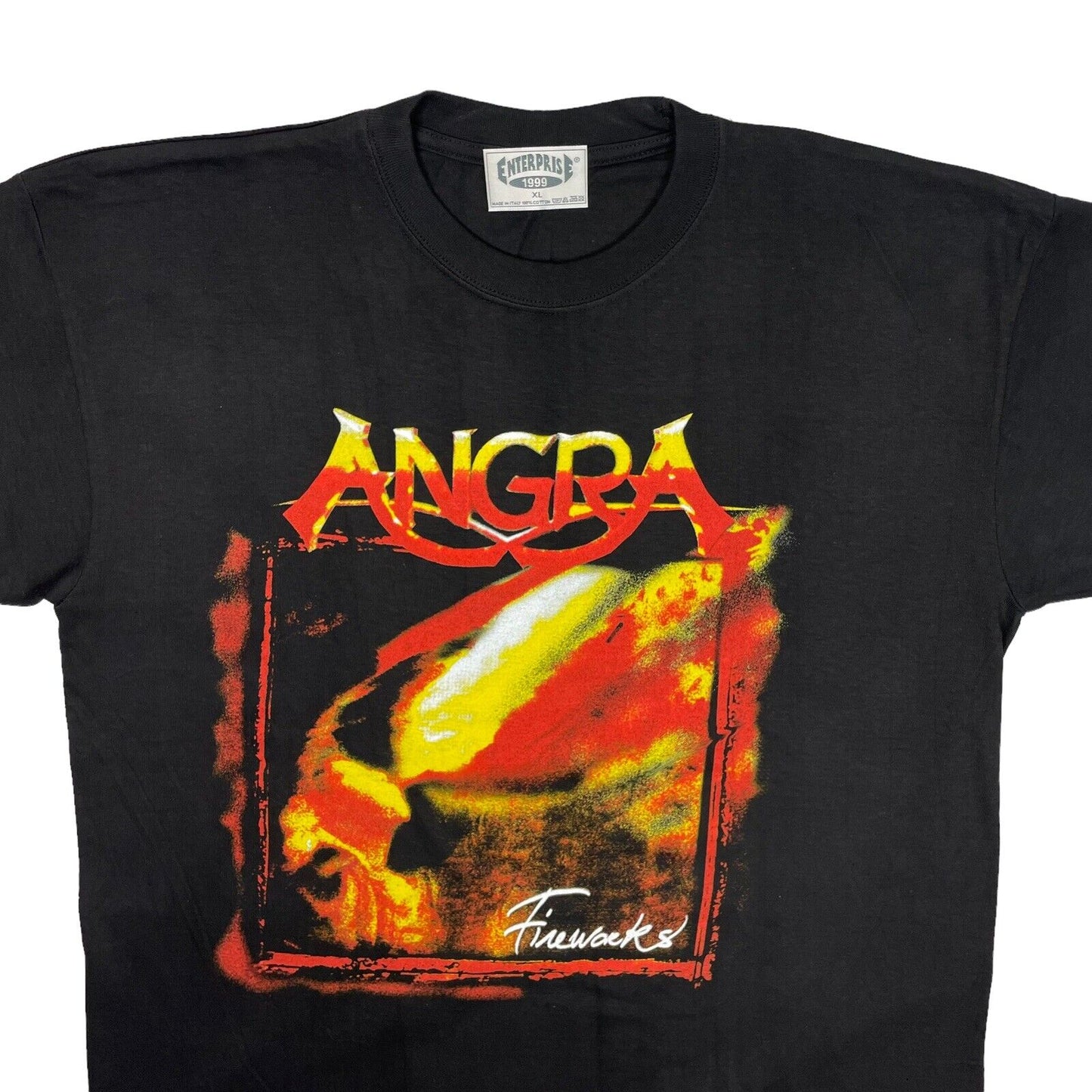 90’s Angra Fireworks T-Shirt Mens XL Black Deadstock Empire Made In Italy