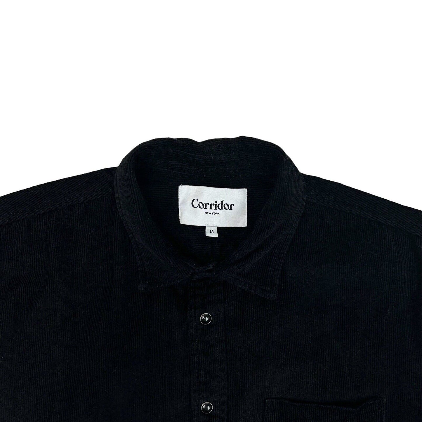 AW19 Corridor Corduroy Shirt Mens Medium Black Snap Button