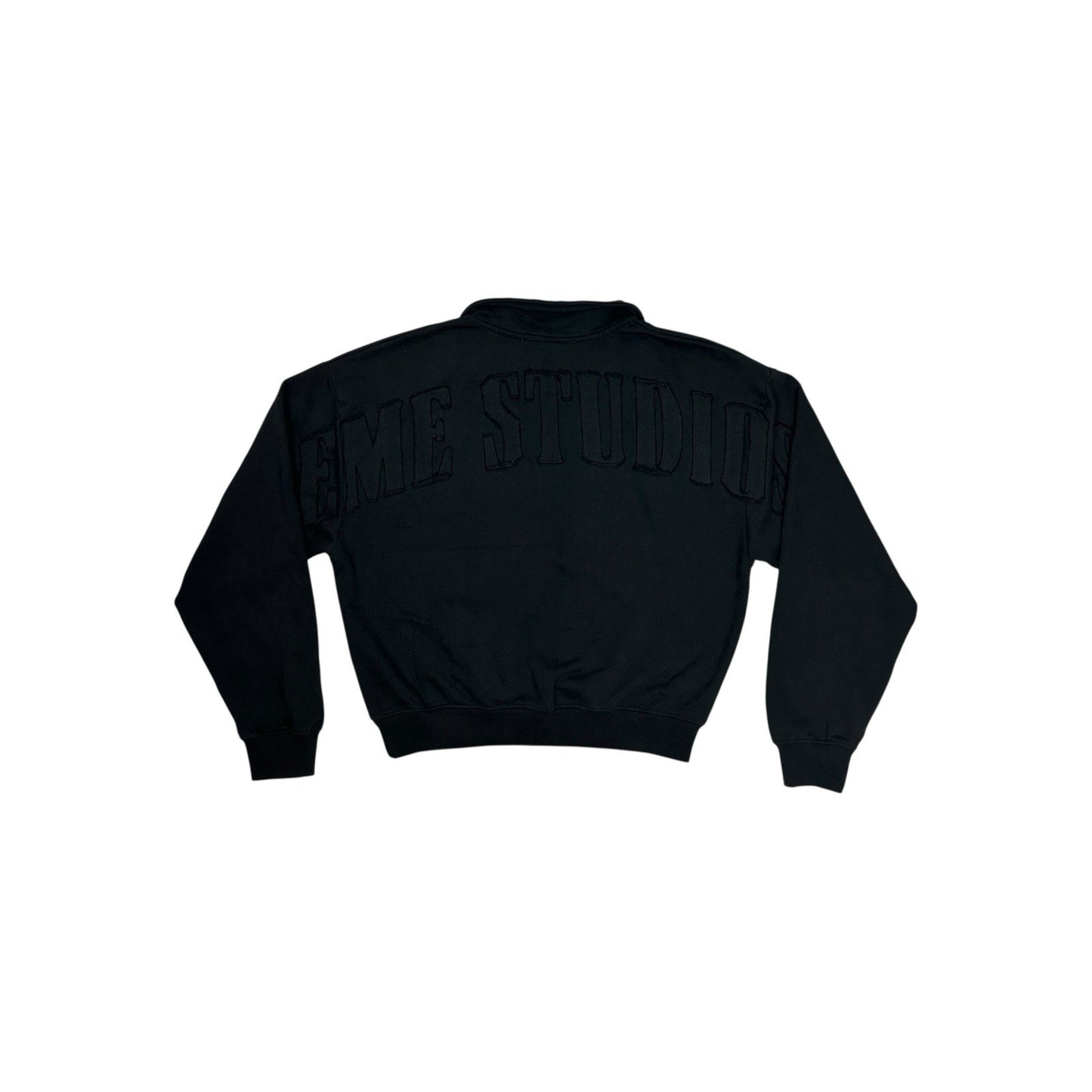 Eme Studios Sweater Black Men’s Medium Chesnut Shadow Polo Crewneck Embroidered
