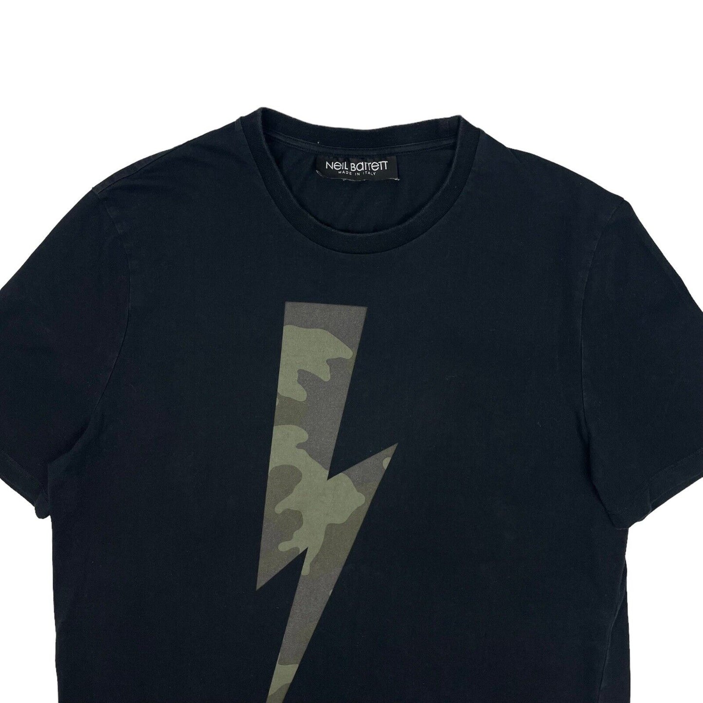 Neil Barrett Camo Lightning Bolt T-Shirt Black Mens Medium Made In Italy