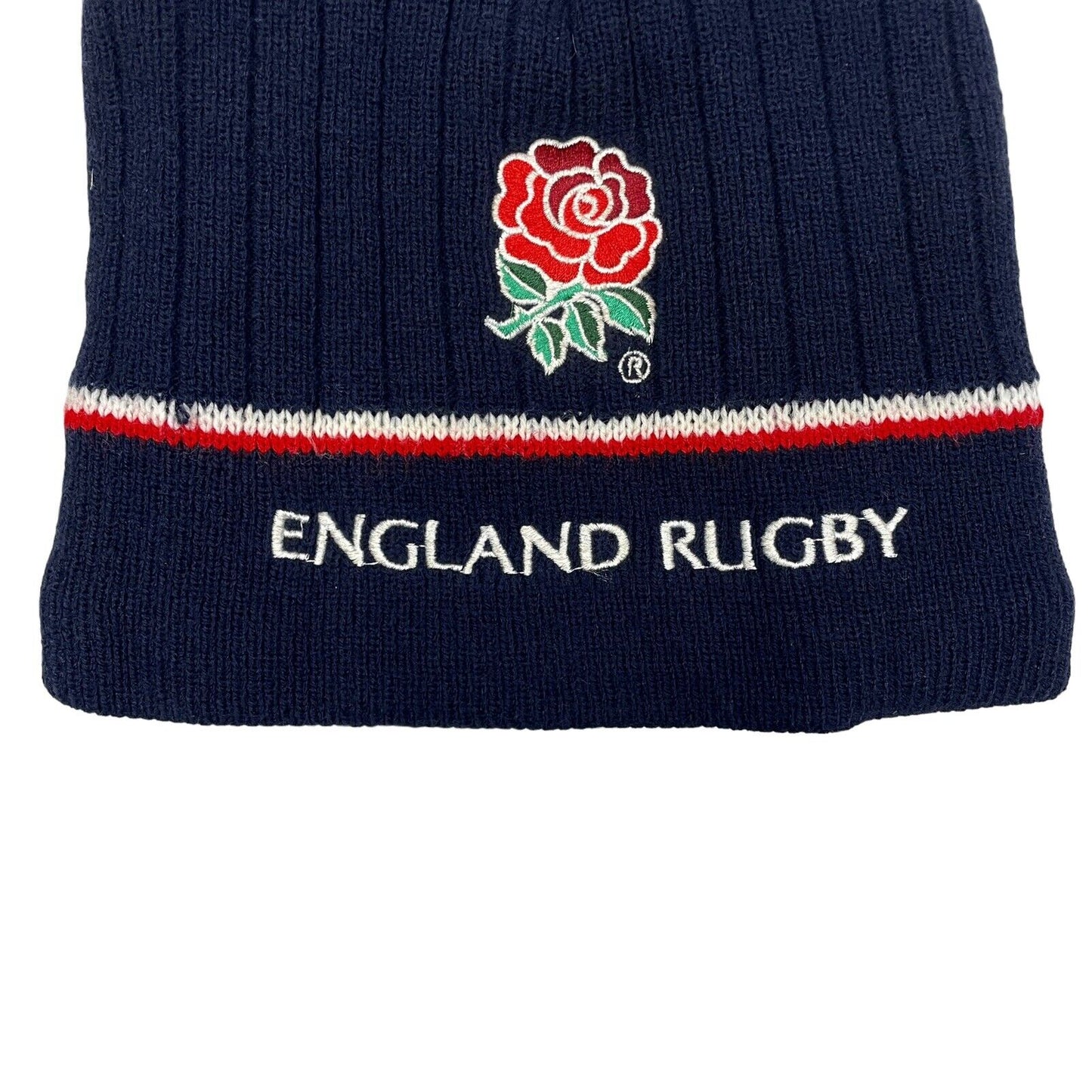 00’s England Rugby Beanie Navy Blue Embroidered Adults OSFA Fleece Lined