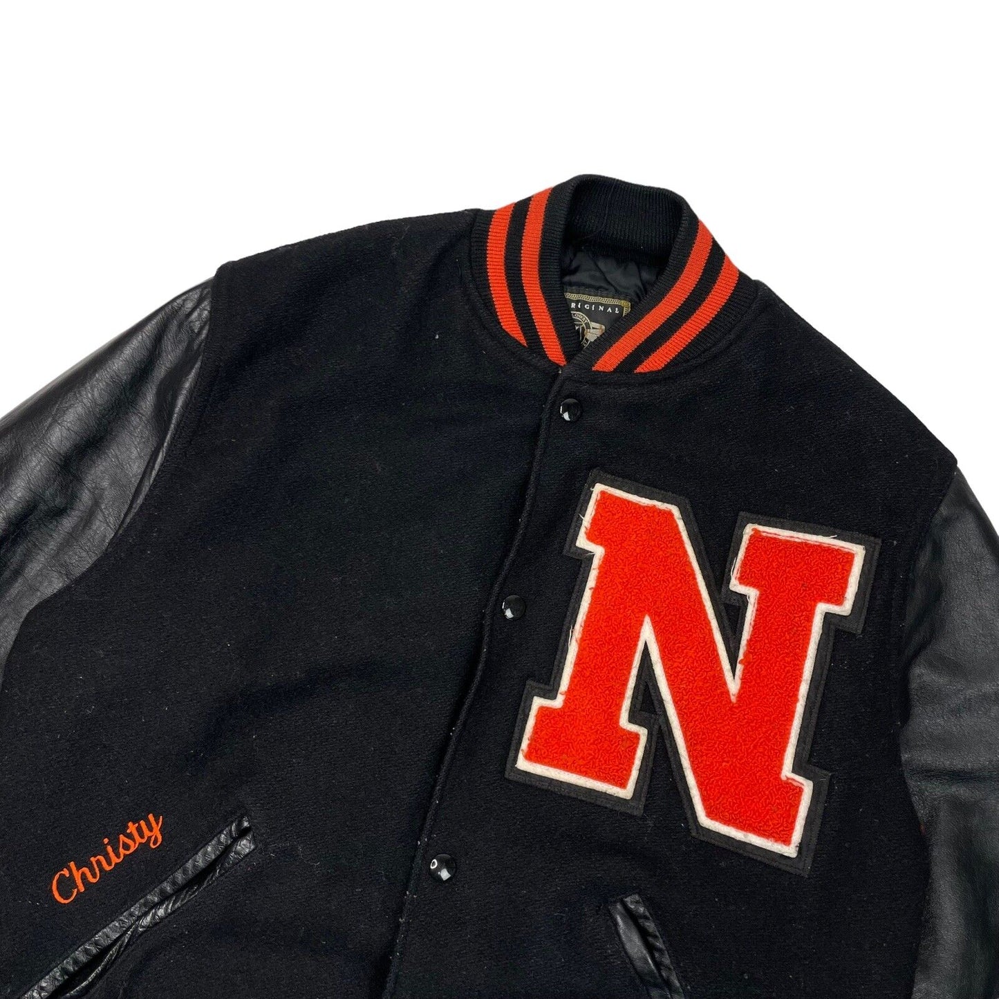 Vintage Holloway Ohio Varsity Jacket Men’s Medium Black And Red Letterman 80’s