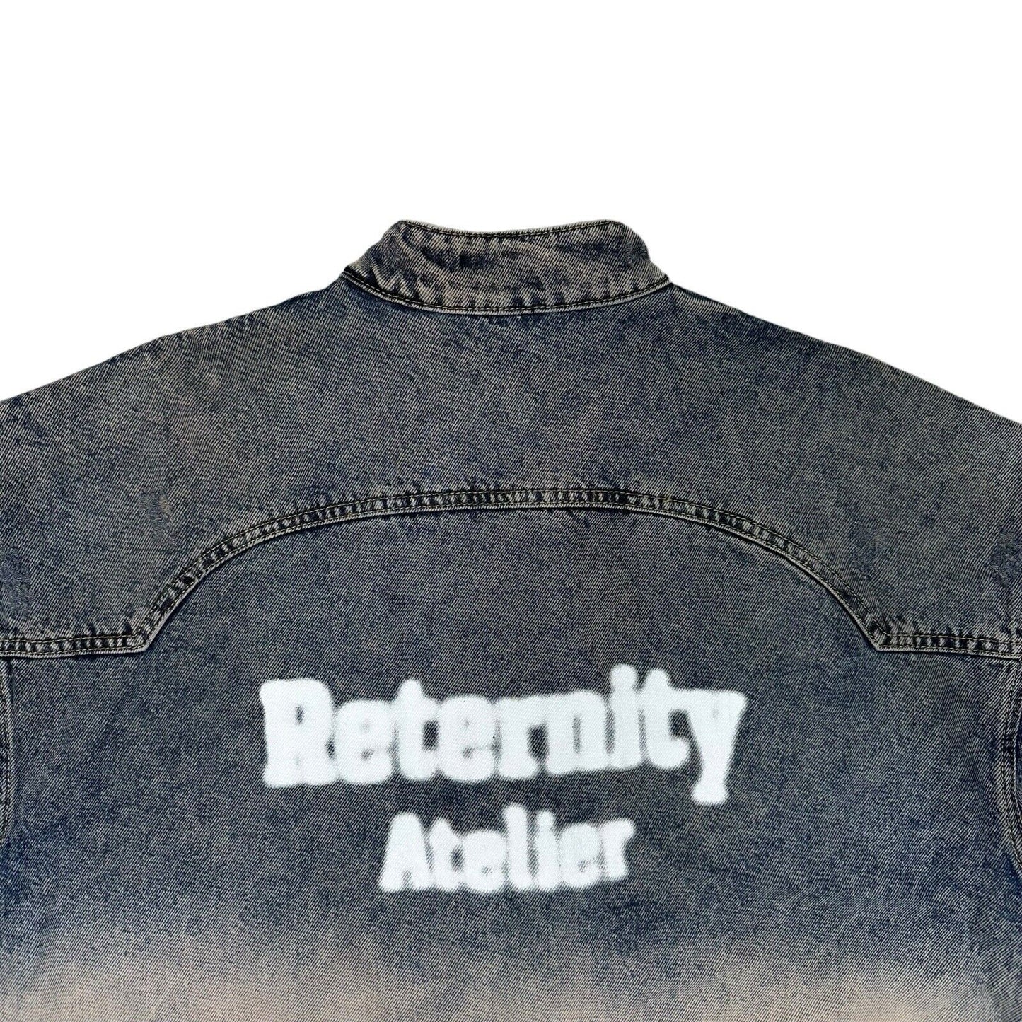 Reternity Denim Biker Jacket Mid Blue Men’s Large SS24