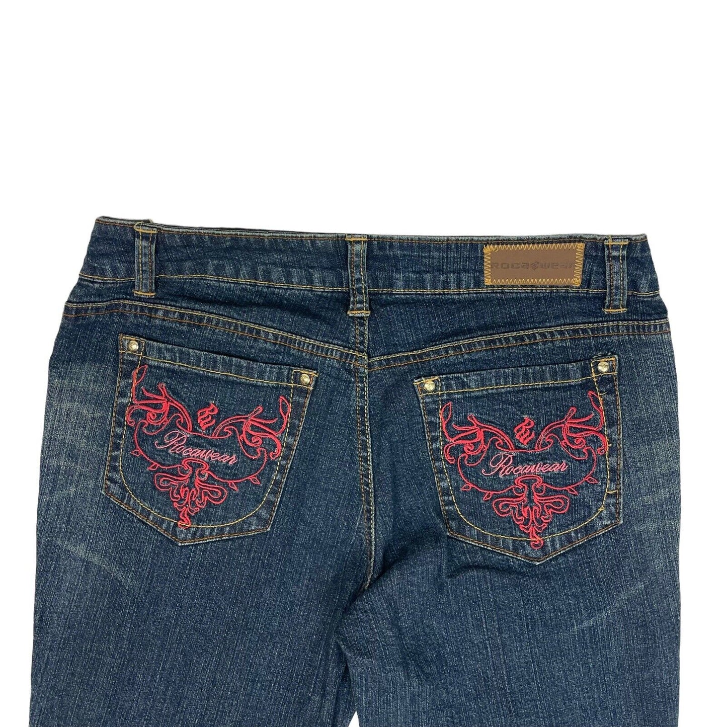 y2k Rocawear Jeans Embroidered Women’s Dark Denim 30w 33l