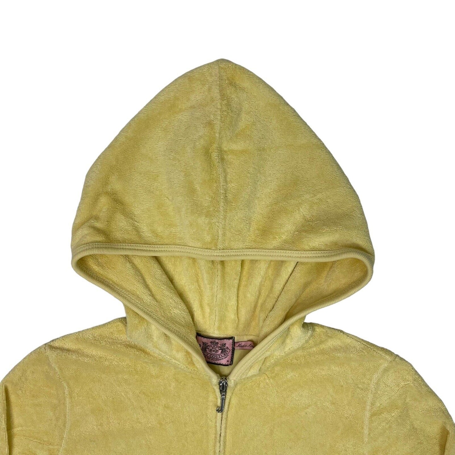 00’s Juicy Couture Yellow Hoodie Womens Medium Made In USA Rare Juicy Splendour