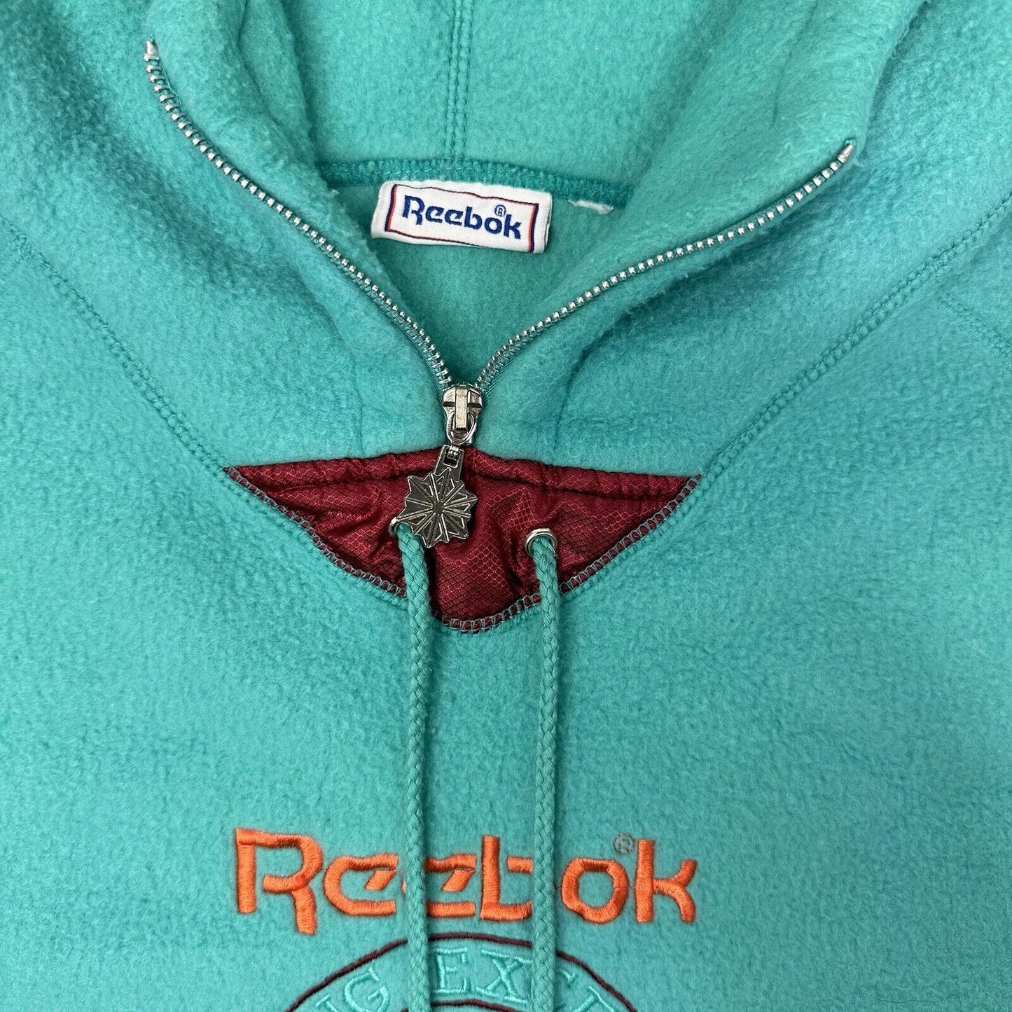 Vintage Reebok Fleece Hoodie Mens Large Green Embroidered Logo 90’s